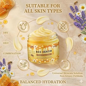 Bee Venom Cream With Honey, Skin Tightening Cream for Face & Neck,Bee Venom Anti Wrinkle Face Cream For Fine Line,All-in-One Face Moisturiser For Tightening,Wrinkle Removal & Anti Aging,All Skin Types