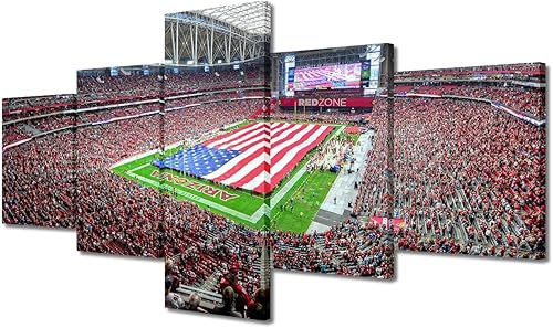 Vista 483 de Cuadros de estadios deportivos de fútbol americano de Minnesota, cuadros de vikingos, 5 paneles, lienzo para pared, arte de pared del estadio