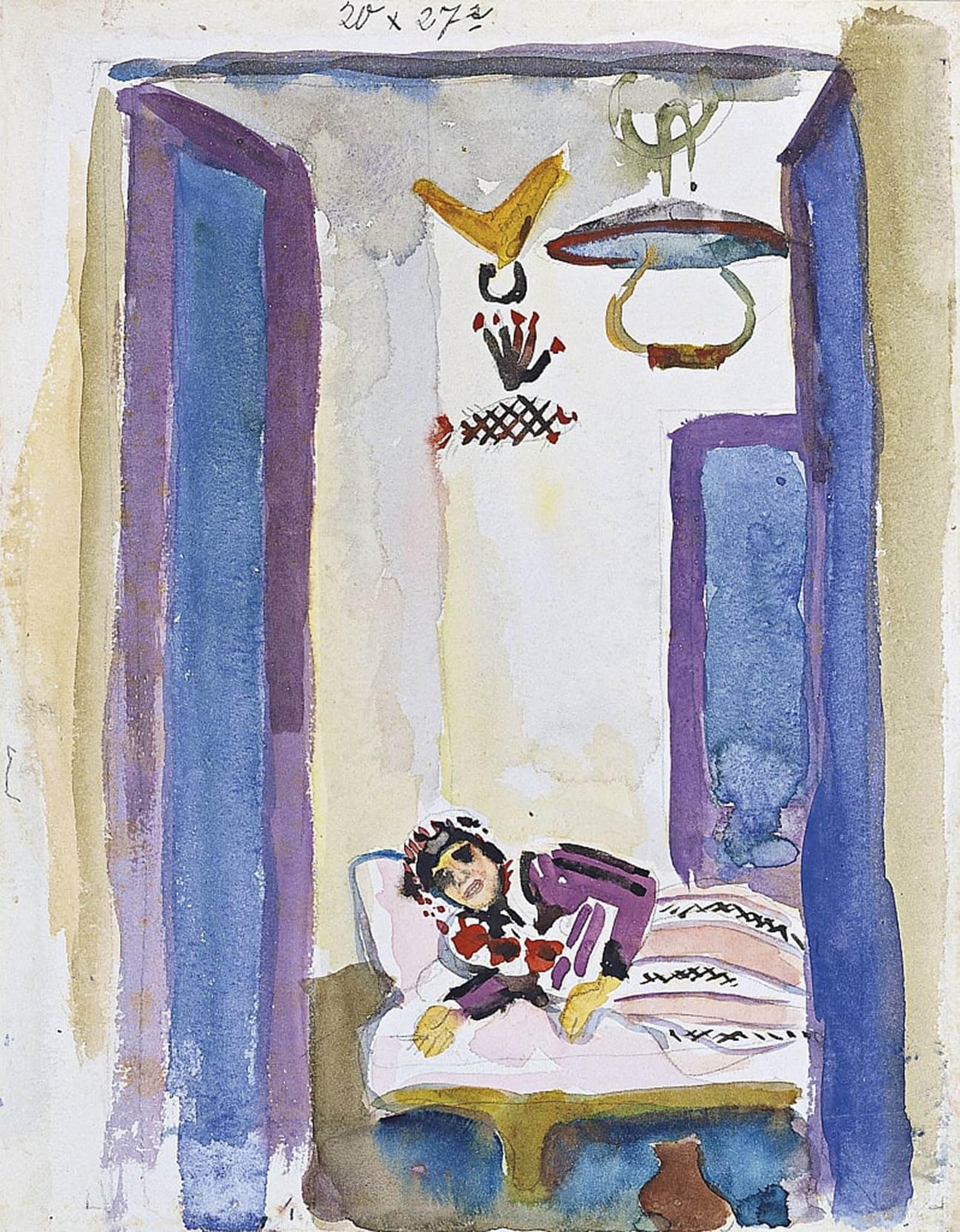 SERENDIPITP Retro Picture Poster Wall Art Pictures Painting Woman on a Divanby August Macke Wall Art Canvas Print for Wall Decor 60x90cm