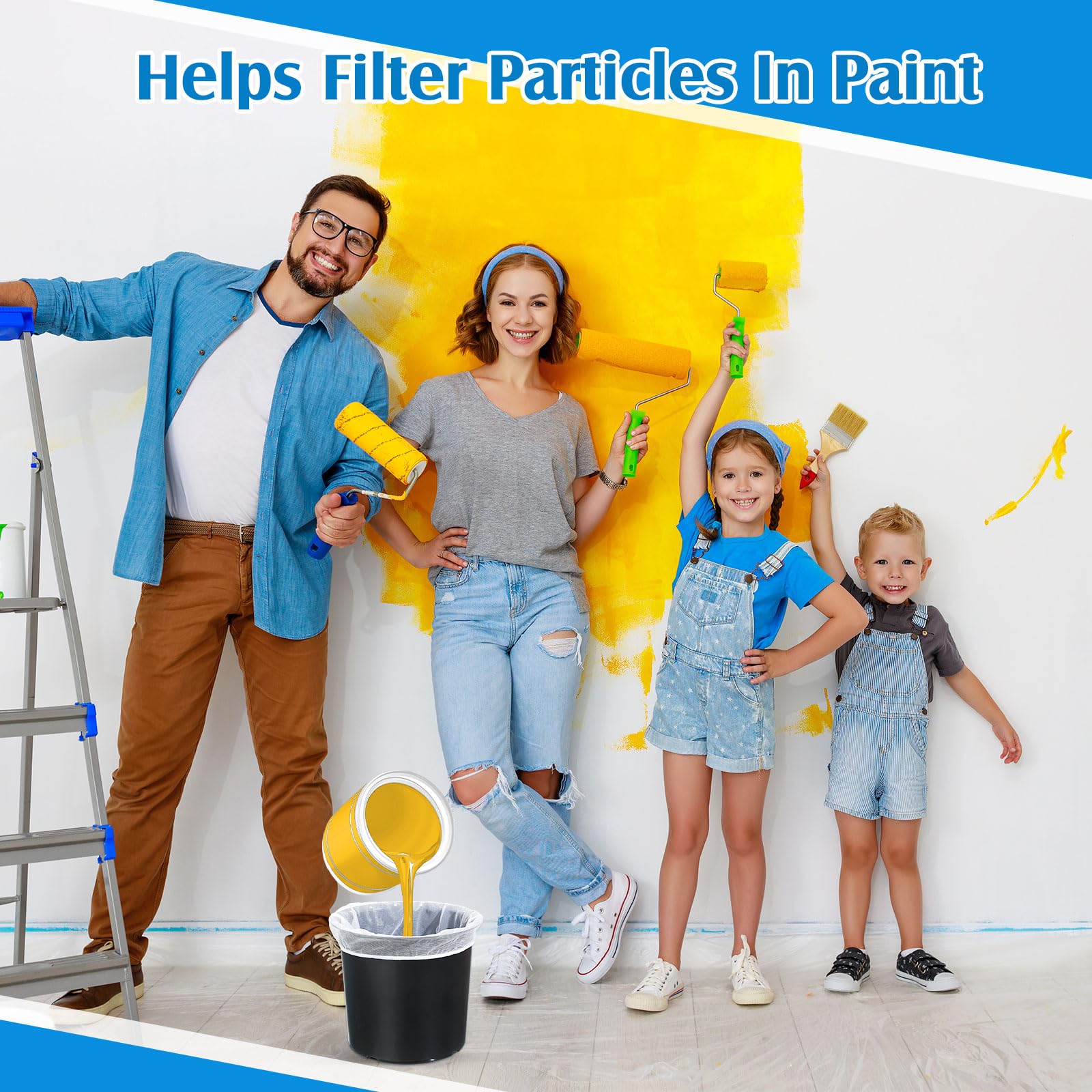 Boao 120 bolsas coladoras de pintura de malla fina blanca con parte superior elástica, filtro desechable para pintura, jardinería, protección de plantas (5 galones)