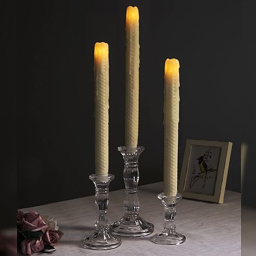 Miniatura 7 de 3 paquetes de portavelas de cristal - Portavelas transparentes para velas cónicas - Centros de mesa para velas, velas LED cónicas, decoración para