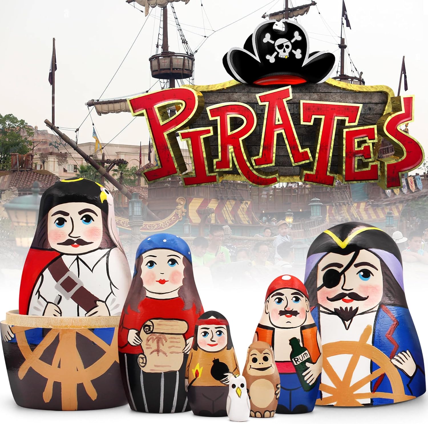 LYH148】北欧ロシア雑貨 リューバ作のマトリョーシカ(10.5cm) お花