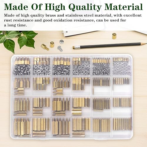 Miniatura 4 de Juego de 480 separadores de placa base M2 M2.5 M3, tornillos y tuercas, separadores hexagonales de latón macho-hembra, tornillos para computadora