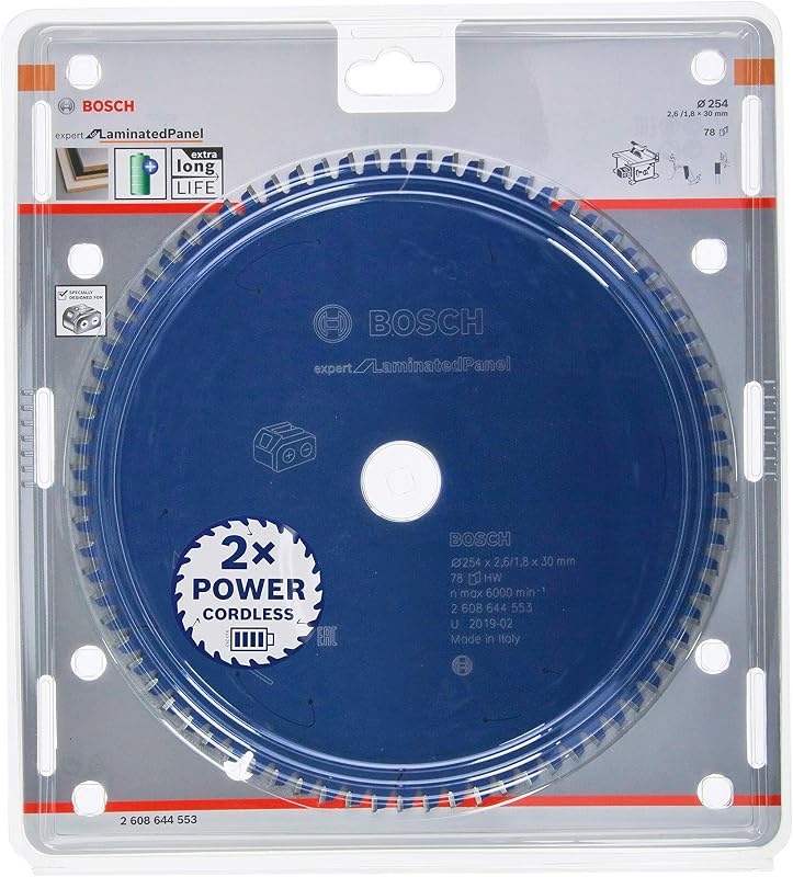 Bosch Professional 1 x Expert for Laminated Panel Circular Saw Blade (Chipboard, Saw Blade Diameter 254 x 30 x 2.6 mm, 78 Teeth, Cordless Circular Saw Accessories)