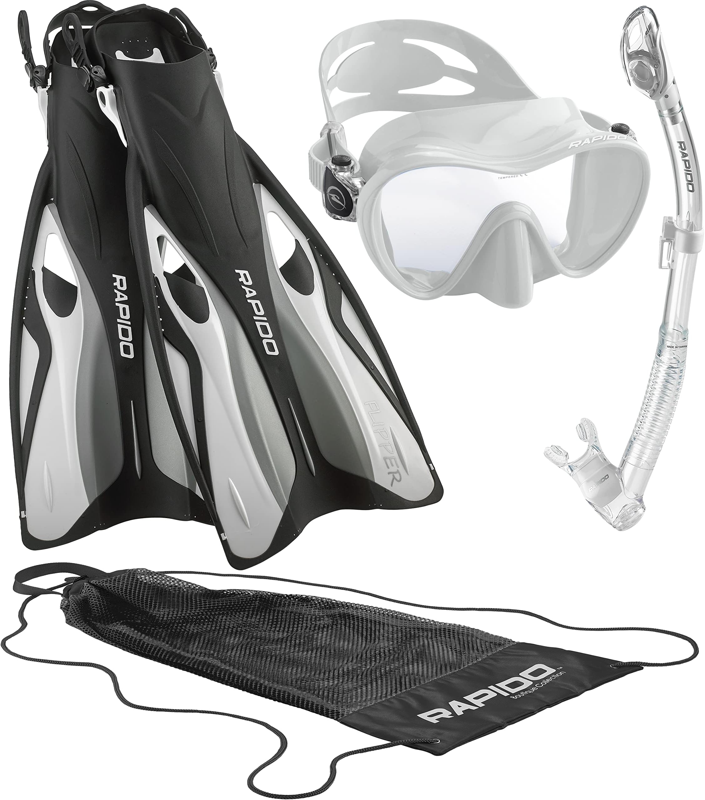 Phantom Aquatics Frameless Snorkel Mask Fin Snorkeling Set