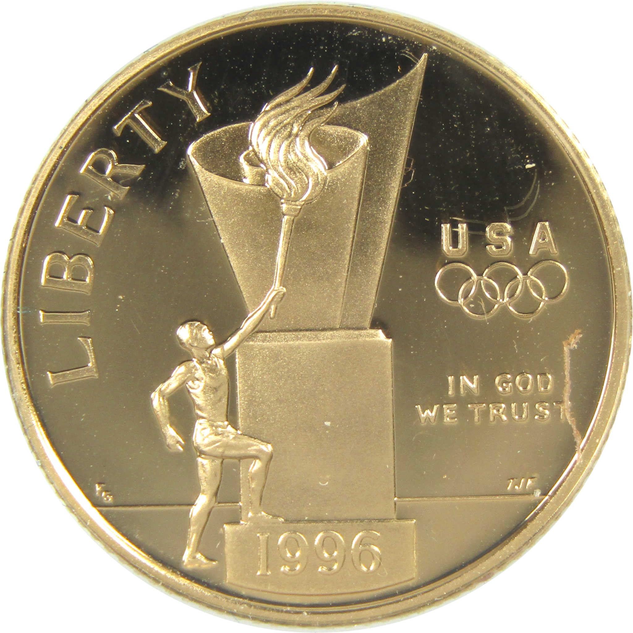 1996 W Atlanta Olympic Games Cauldron Commemorative Gold Proof $5