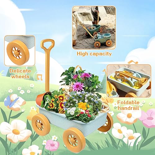 Miniatura 2 de Mostop Juego de herramientas de jardinería para niños, juego de jardinería para niños, juguetes de excavación de granja al aire libre con