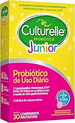 Culturelle Probiótico Júnior, Com Lactobacilos, Sem Glúten, Sem Lactose, Para Crianças a partir de 3 anos, Sabor Frutas Vermelhas, 30 Comprimidos Mastigáveis