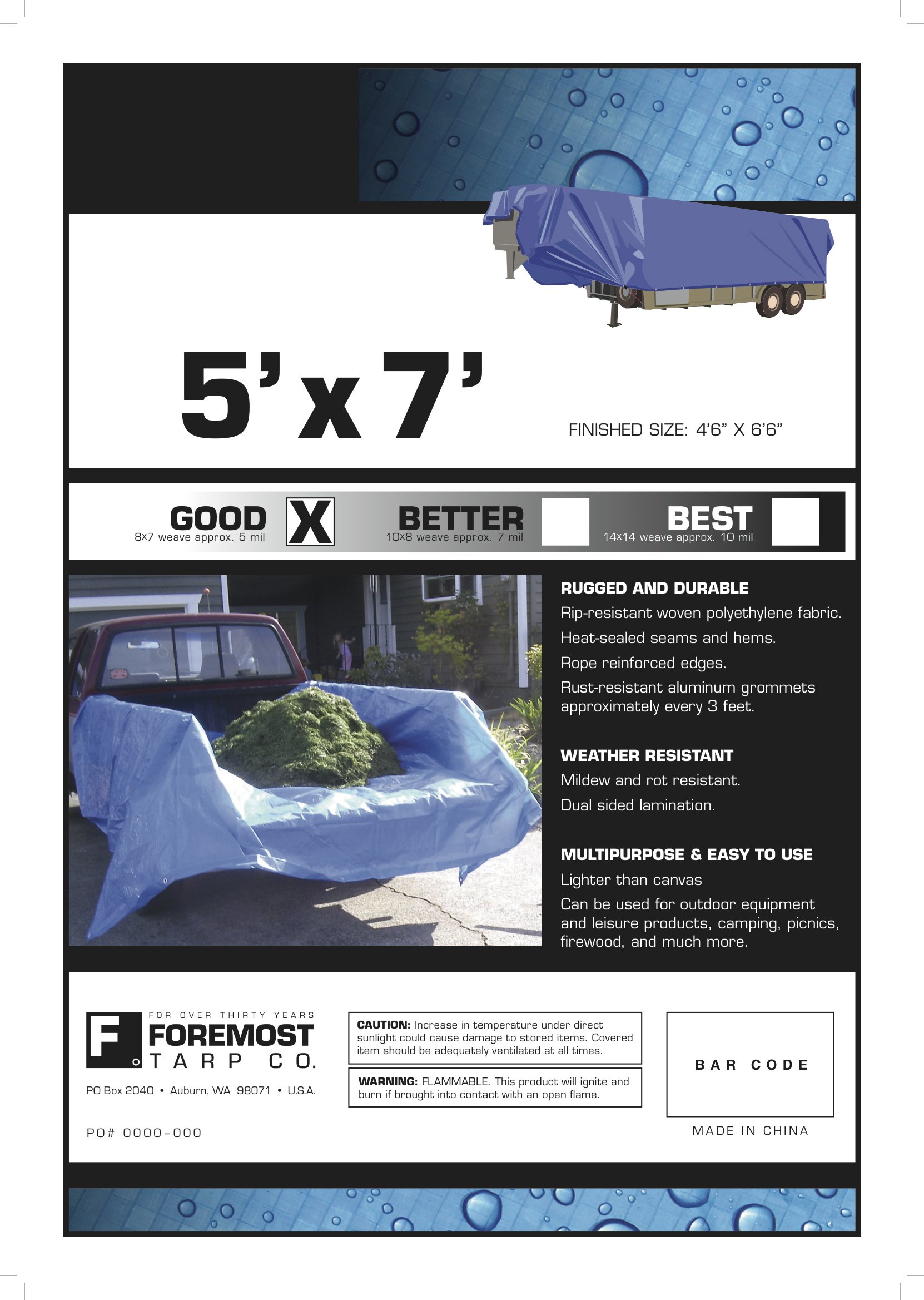 Dry Top 60079 Leinwand-Tarp 7x9 Fuß – Robust, Wasserfest & Atmungsaktiv | Ideal Für Maschinen, Outdoor Und Notfall