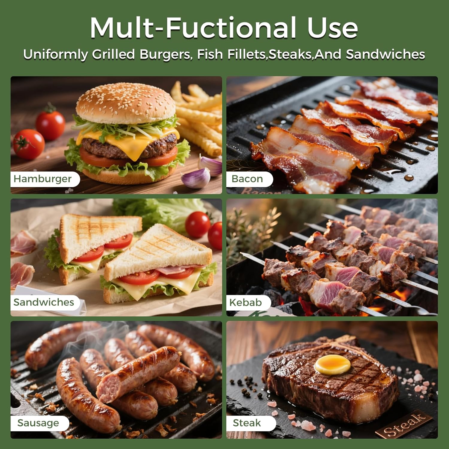 XUDAKAIXIN Cast Iron Smash Burger Press (2PCS),Grill Bacon Meat Press Tool,Perfect for Blackstone, Camp Chef, Weber Grills & Indoor Griddles – BBQ & Cookout Must-Have (Round & Rectangle -Grooved)
