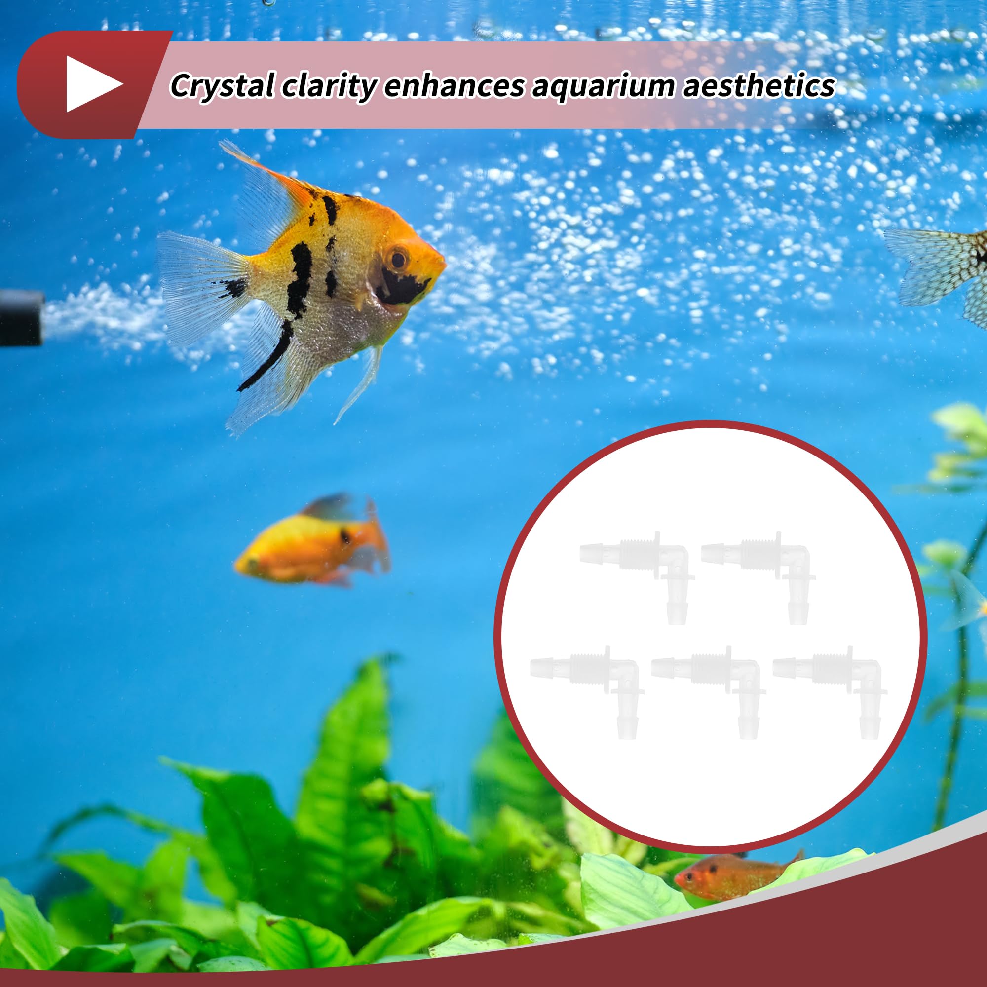 HEROFFIX 5 Pcs Aquarium Plastic Hose Barb Fitting 1/4