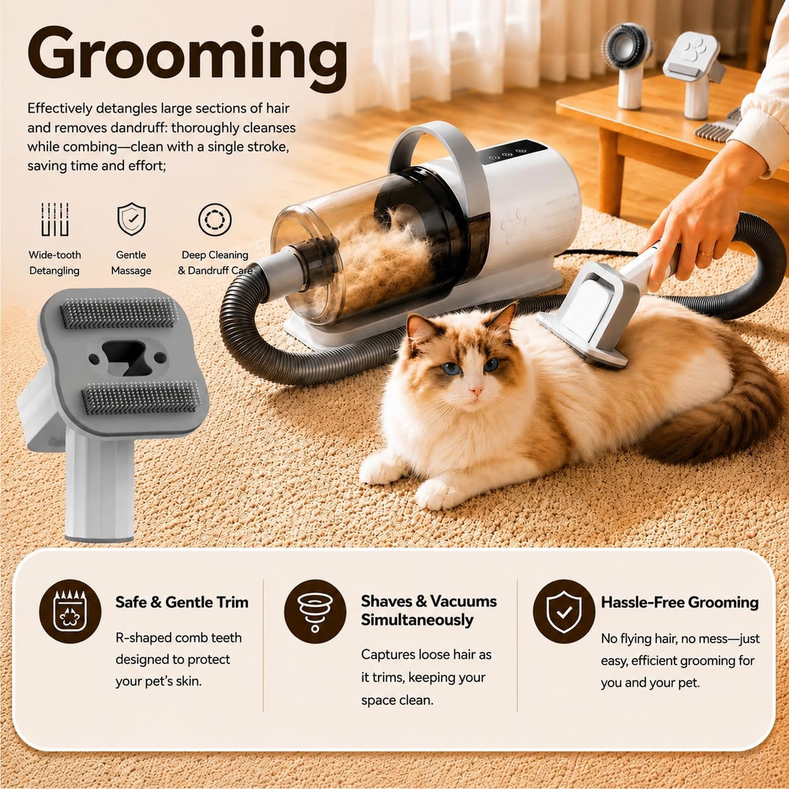 Dog Grooming Vacuum Kit - Hair Clipper & Brush -5 Dog Grooming Vacuum Kit - Hair Clipper & Brush -5