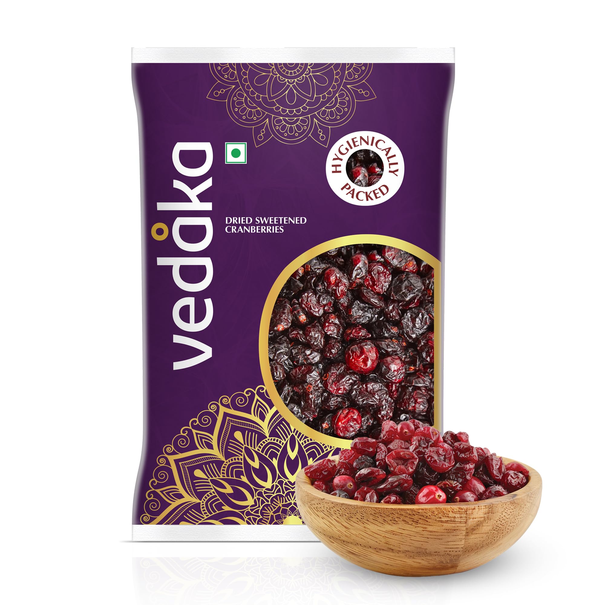 Amazon Brand - Vedaka Dried Sweetened Cranberries | 1 Kg | Whole | Tasty Snack For Kids & Adults | Quality Berries