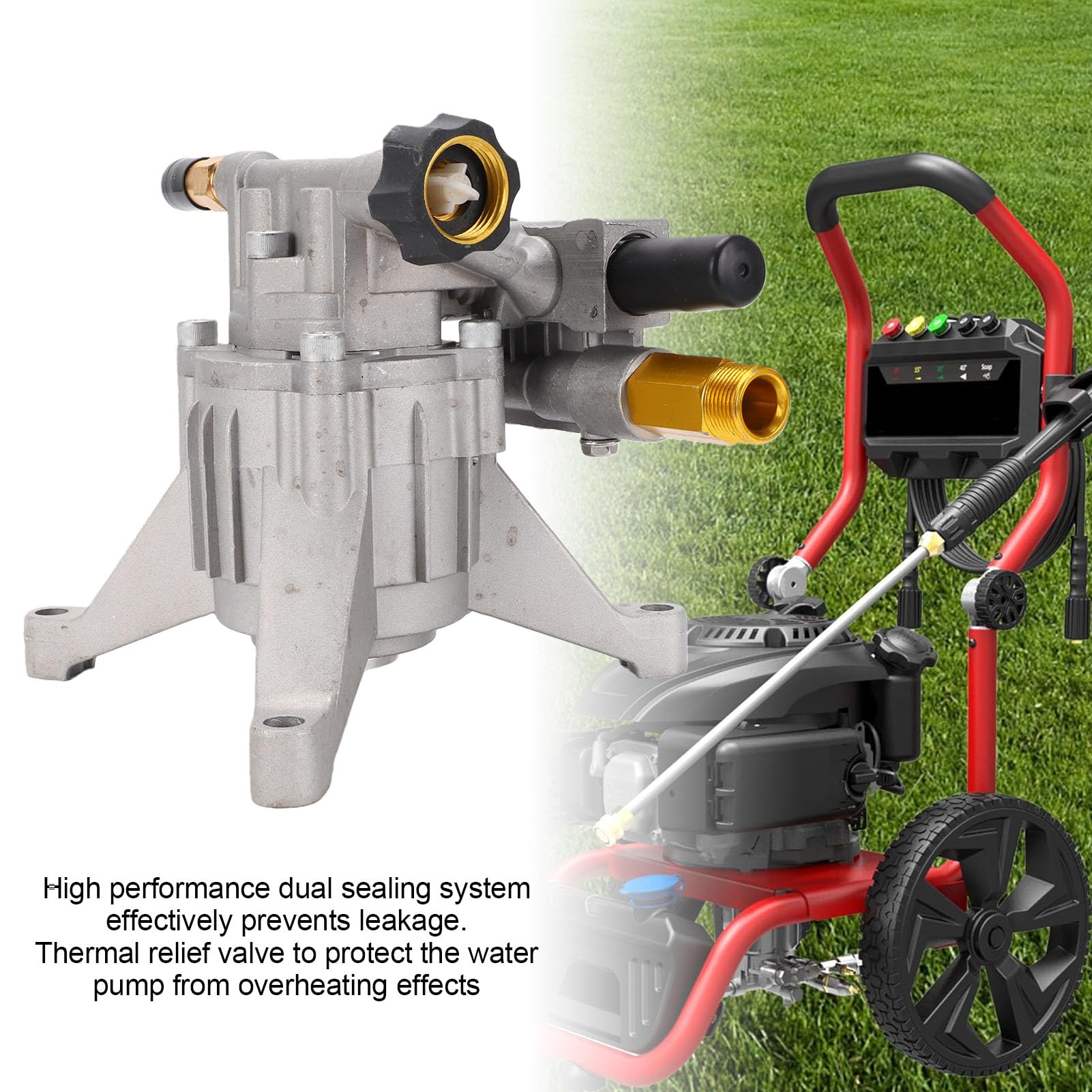 Fydun Bomba de Lavado Vertical de 7/8 Pulgadas, 3400 PSI, 2,5 GPM, para Lavadora de Gas, con Salida de Entrada Trasera de Repuesto para Simpson