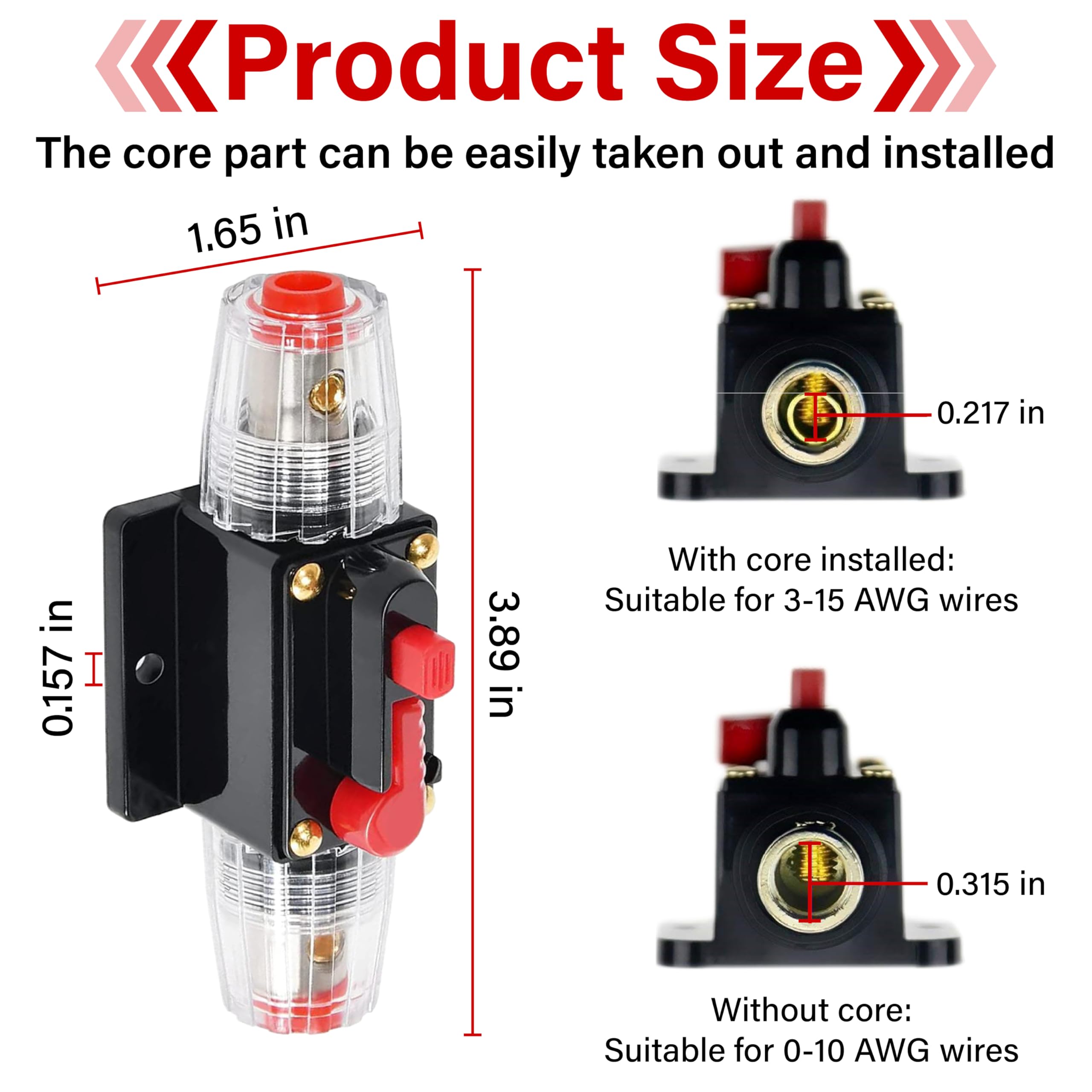 BFXM 30 Amp Manual Reset Circuit Breake, 12V-48V DC Inline Fuse Holder — Amazon image 2