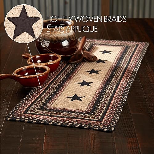 Miniatura 10 de VHC Brands Primitive Colonial Star - Camino de mesa, color marrón y negro, rojo, mezcla de yute, ovalado, 13 x 36 pulgadas
