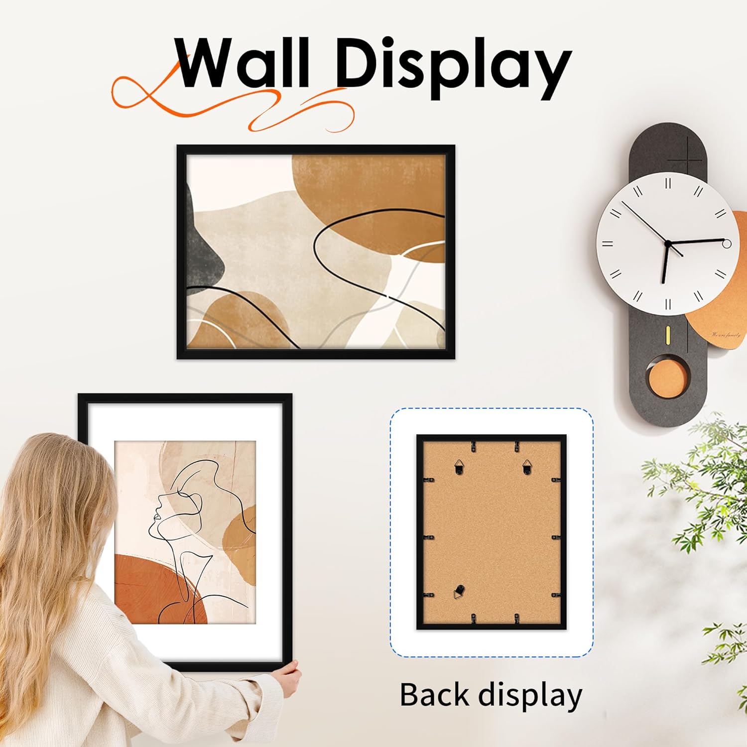 FIXSMITH 12x16 Picture Frame Set of 4, Photo Frame with HD Plexiglass, Display Pictures 8.5x11 with Mat or 11x17 Without Mat, Black Picture Frames Collage Wall Decor, Gallary Wall Frame