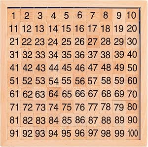 Wooden Montessori Math Hundred Board with 1-100 Number Tiles and Storage Bag