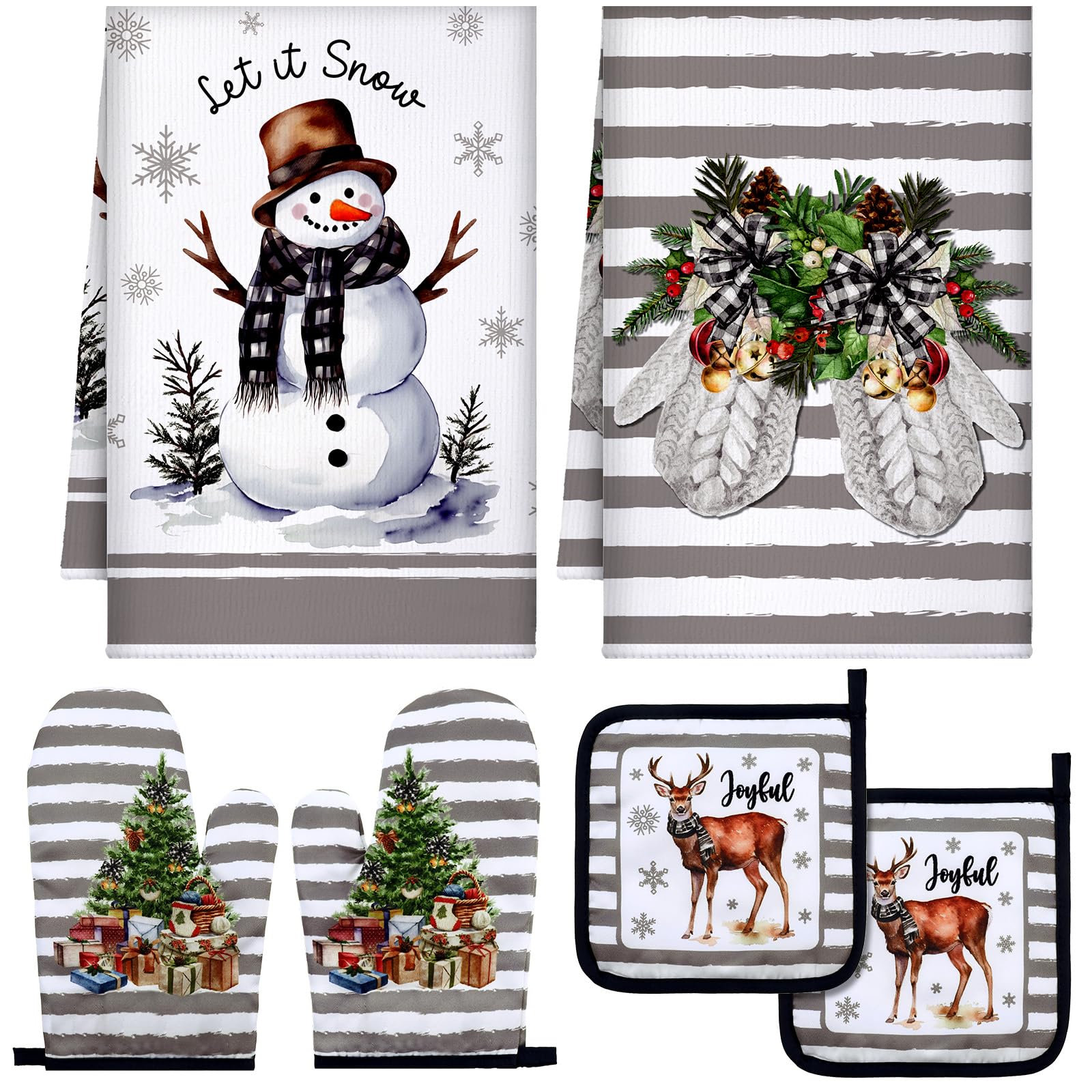 Torchons à vaisselle de Noël et gants isolants pour réussir tous vos repas de réveillon