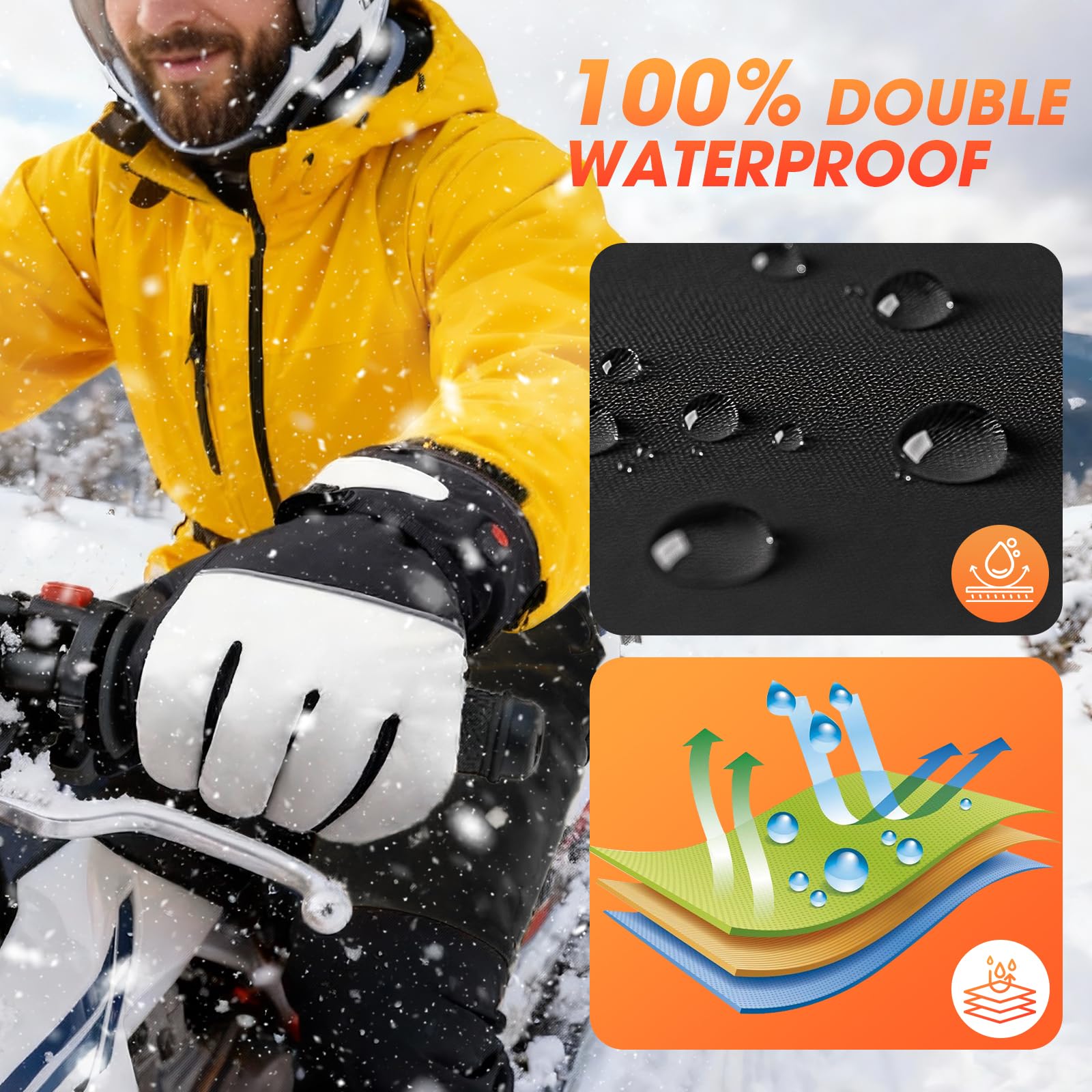 Heated Gloves for Men Women, Upgraded 8000mAH Rechargeable Heated Winter Gloves with Touchscreen, Non-Slip Waterproof Electric Heating Ski Gloves for Winter Outdoor Skiing Snowboarding Sports Work