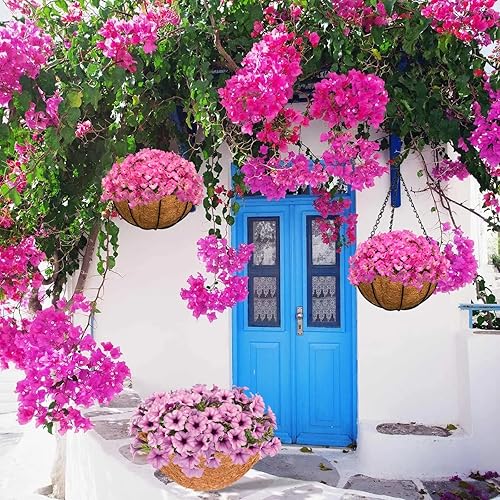 Miniatura 7 de Halatool 4 forros de coco de 16 pulgadas para maceteros redondos, cestas colgantes de coco, forros de fibra de coco 100% natural para flores,