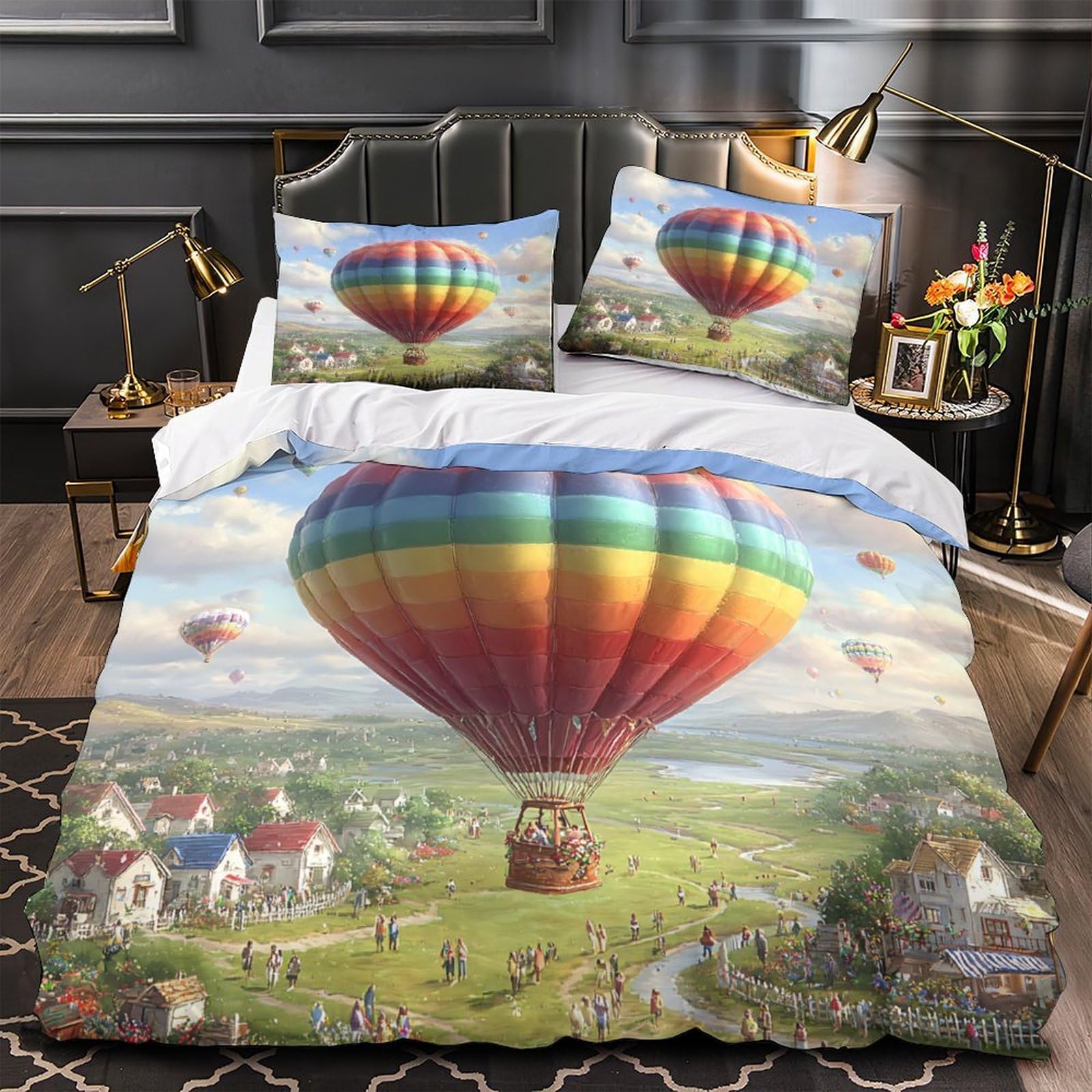 Housse de Couette ciel coloré 3D résistante en microfibre douce pour lit double adolescents