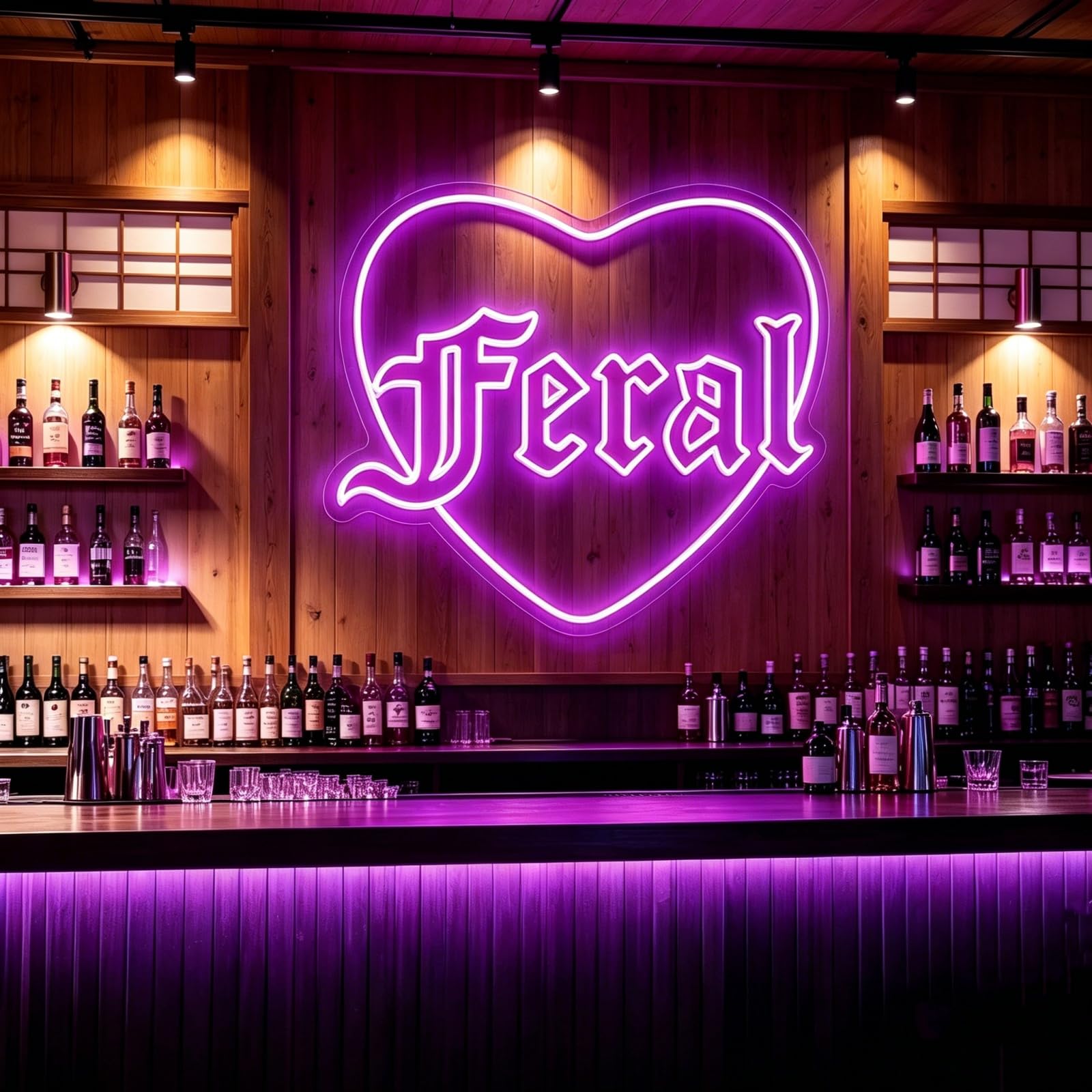 DAKABUKA Custom Feral Heart Neon Sign LED Neon Light for Wall Decor Gothic Neon Sign for Bedroom Bar Party Tattoo Studio Bachelorette Trendy Wall Art Halloween Decoration Goth Lover Gifts