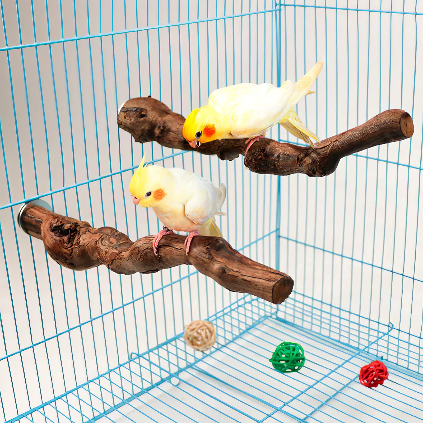 POPETPOP 7 Piezas Poste De Madera De Pimiento Percha De Loro para Jaulas Percha para Pájaros Soporte De Perchas De Madera Perca Pinzón Agapornis Puesto De Juego De Madera Utensilios Natural