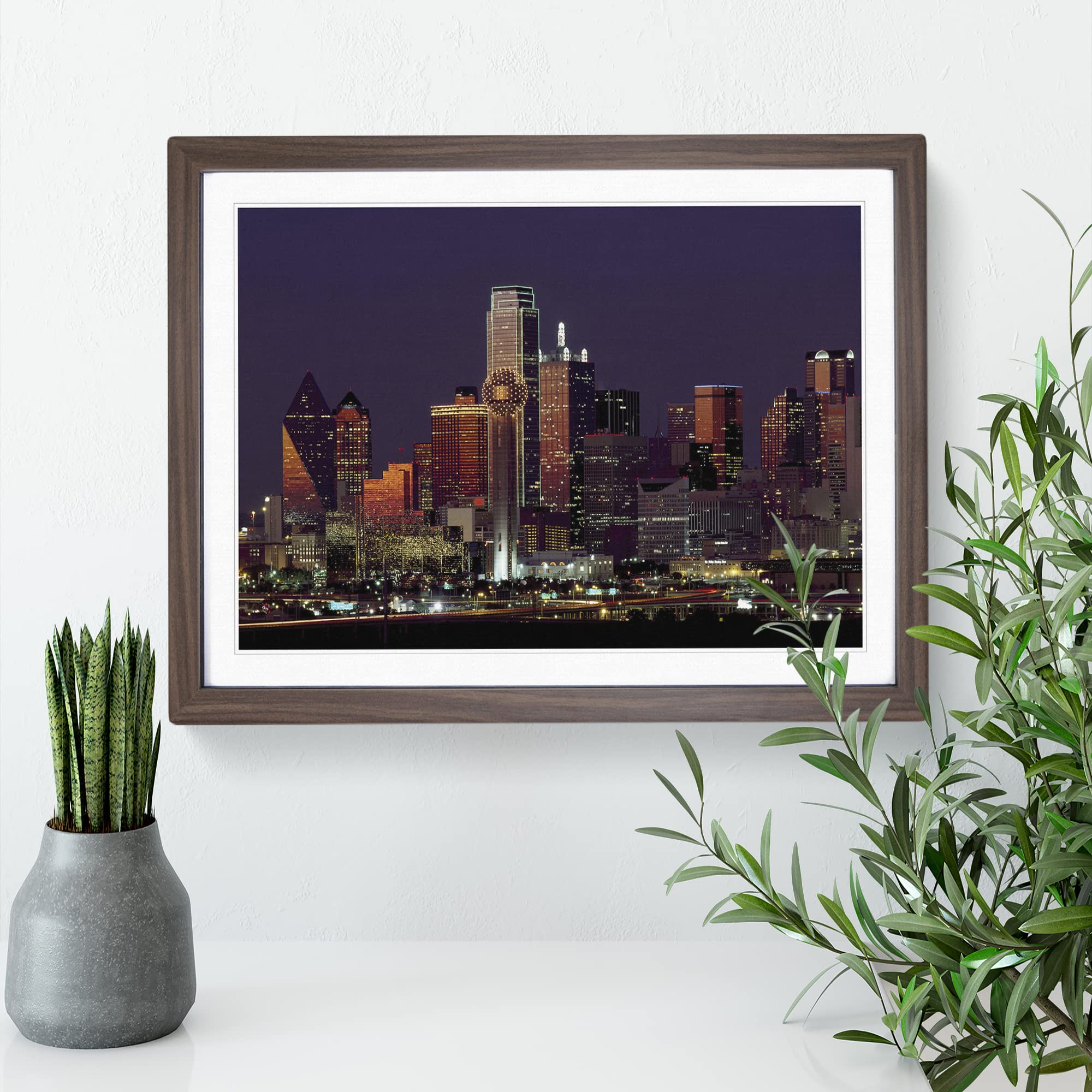 Texas Dallas Skyline USA Modern Framed Wall Art Print, Ready to Hang Picture for Living Room Bedroom Home Office Décor - Image 3