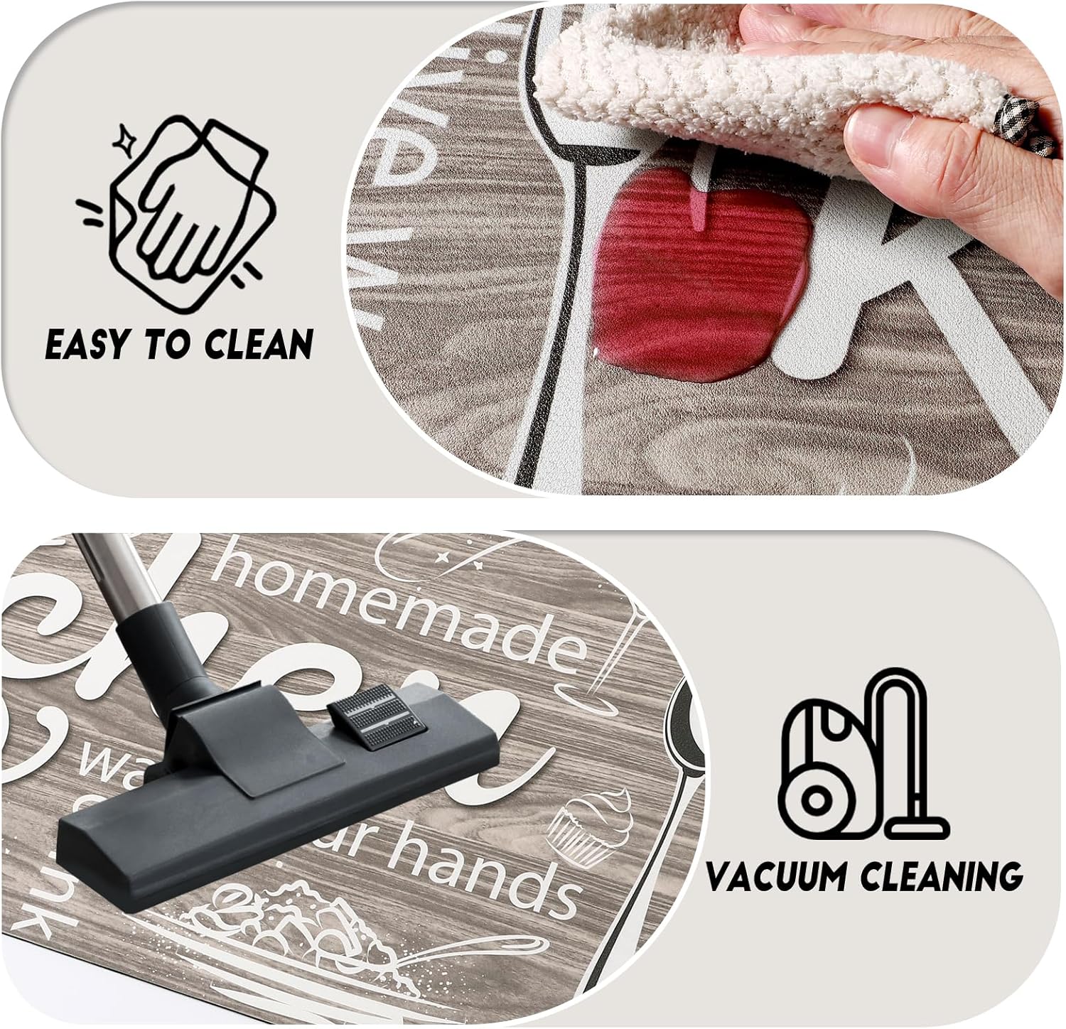 XLHOMO Kitchen Rugs Sets of 3, Non Slip Washable Brown Kitchen Mats for Floor, Farmhouse Stain Resistant Cushioned Anti Fatigue Mats for Kitchen Floor, Laundry Room, Bathroom, Entryway Carpet Decor