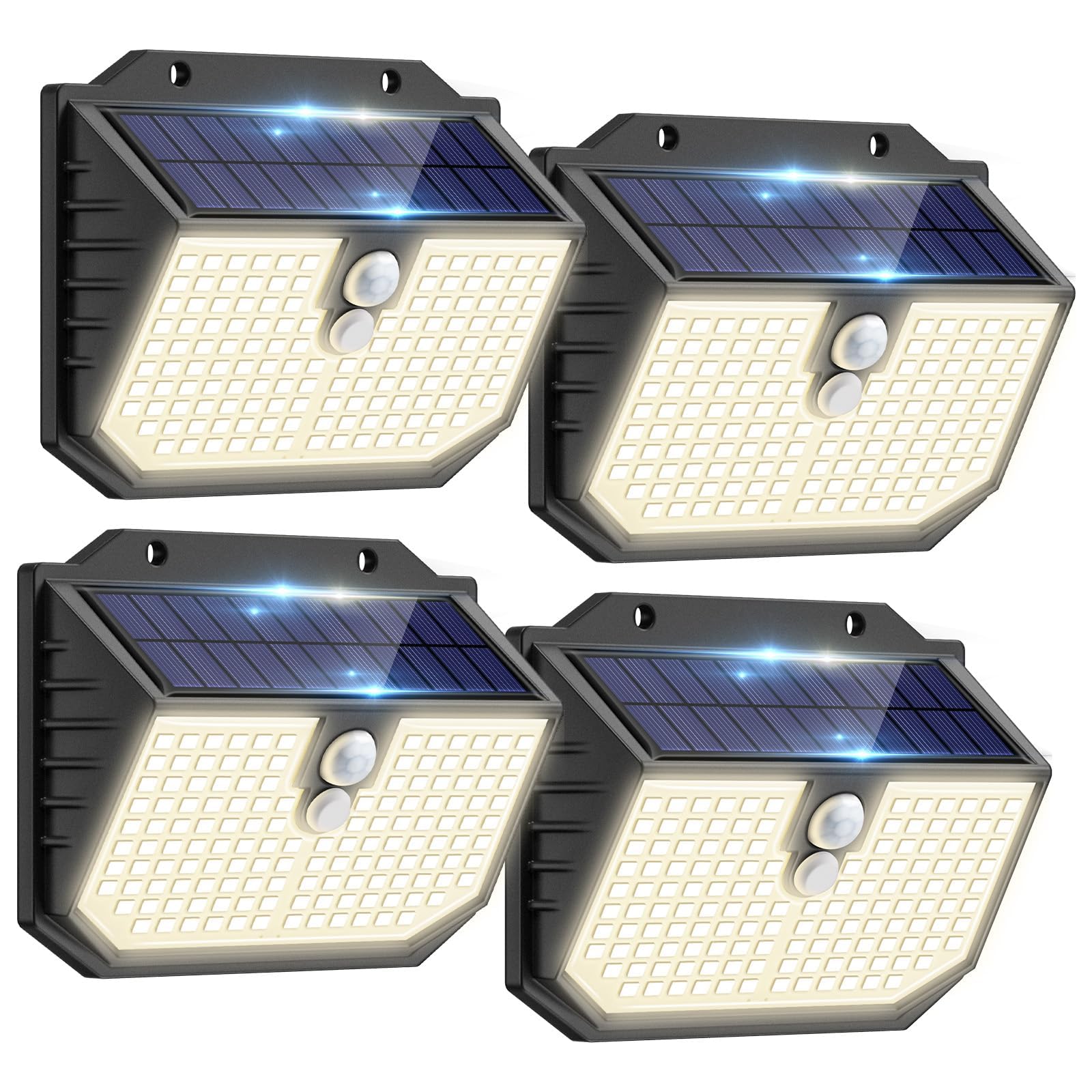 nipify Outdoor Solar Lights,Upgraded 5000K Neutral Solar Security/Wall Light, 3 Modes Motion Sensor and IP65 Waterproof Solar Lights Outdoor Garden for Outside Driveway Porch Garage Backyard (4 Pack)