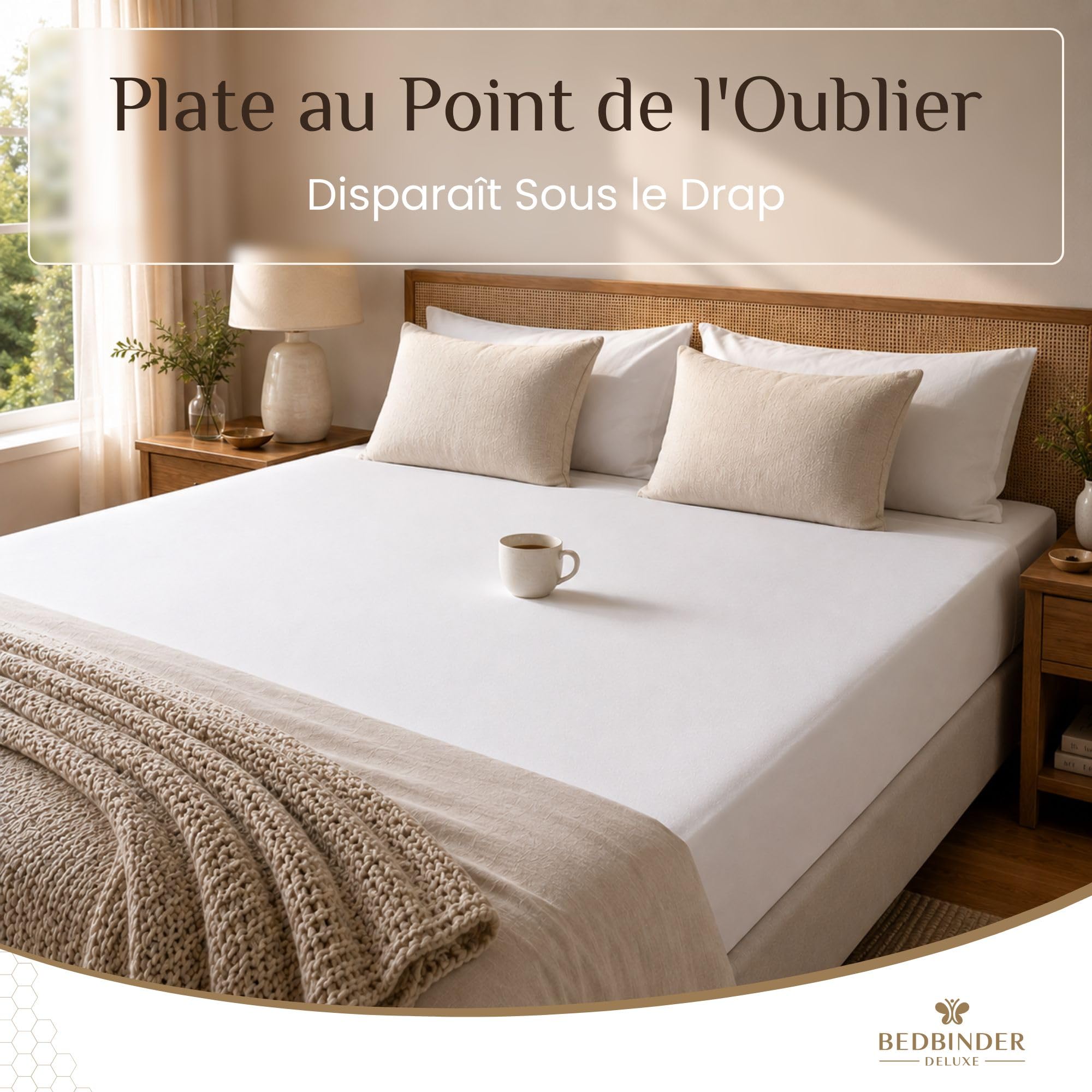 Bedbinder Deluxe Pont de Lit et Sangle Matelas Anti-Glissement pour 2 Lits | Cale Matelas et Connecteur pour Relier Deux Matelas en Un Lit Double, Compatible Lit Électrique Réglable, Sans Trou ni Bosse