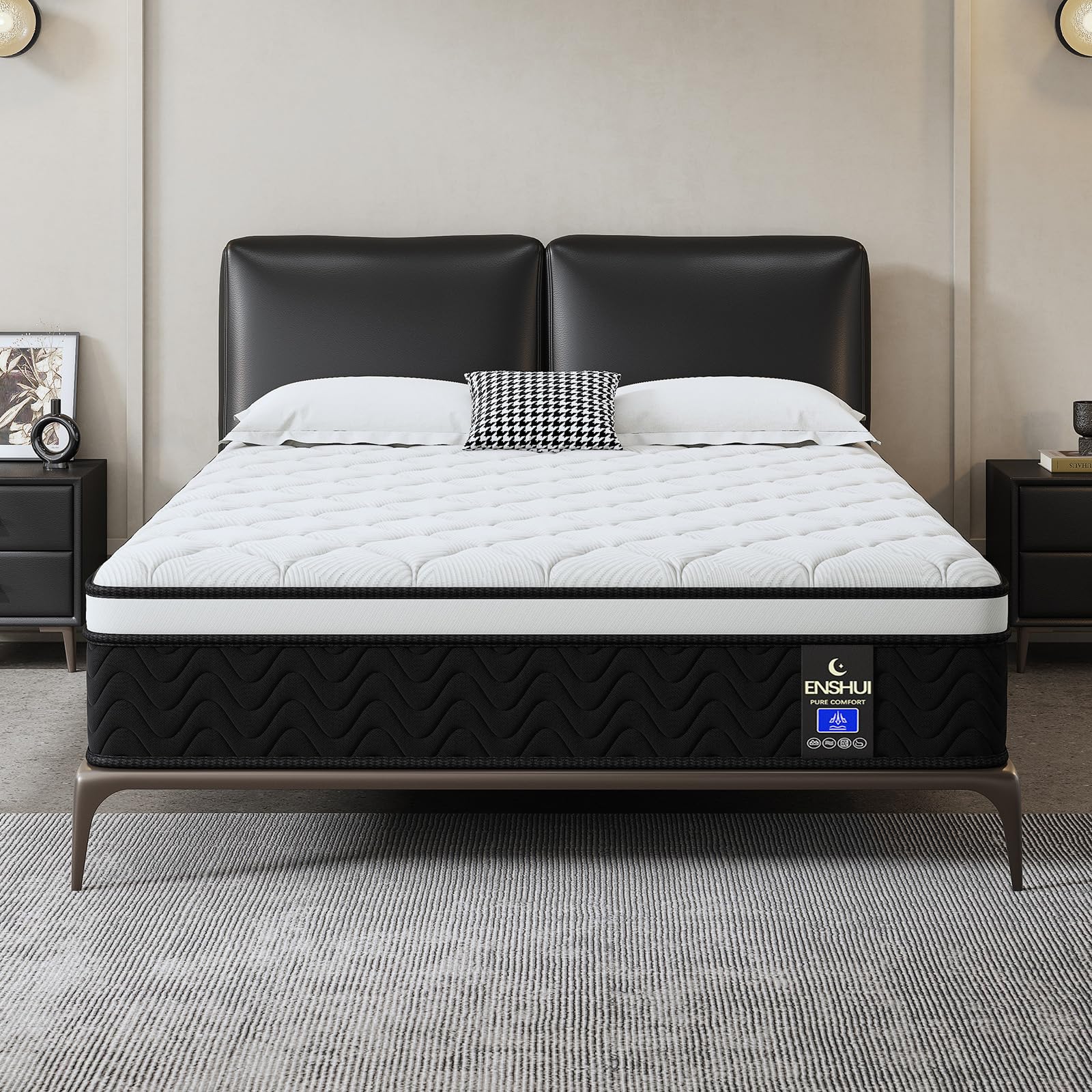 Queen 12-Inch Hybrid Mattress with Gel Memory Foam & Pocket Springs, Medium Firm, Breatha…