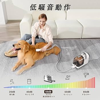 Bunfly ペット用バリカン セット、犬猫用毛吸引機 Amazon | 【新しいアップグレード 3L大容量】Bunfly ペット用