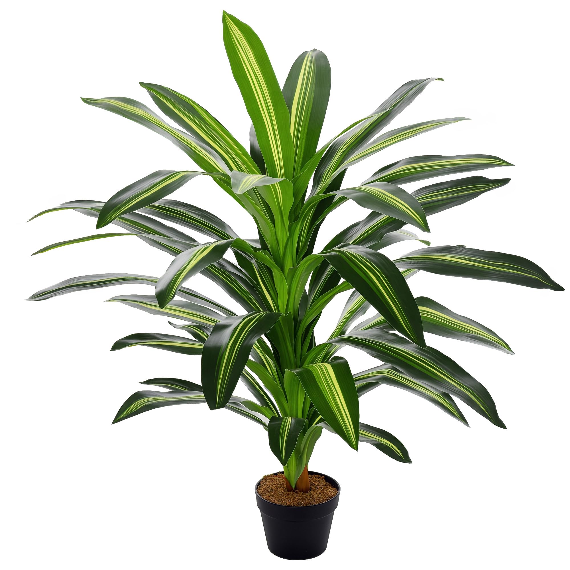 Outsunny Green 110Cm/3.6Ft Artificial Dracaena Tree Decorative Plant 40 Leaves With Nursery Pot, Fake Tropical Tree For Indoor Décor