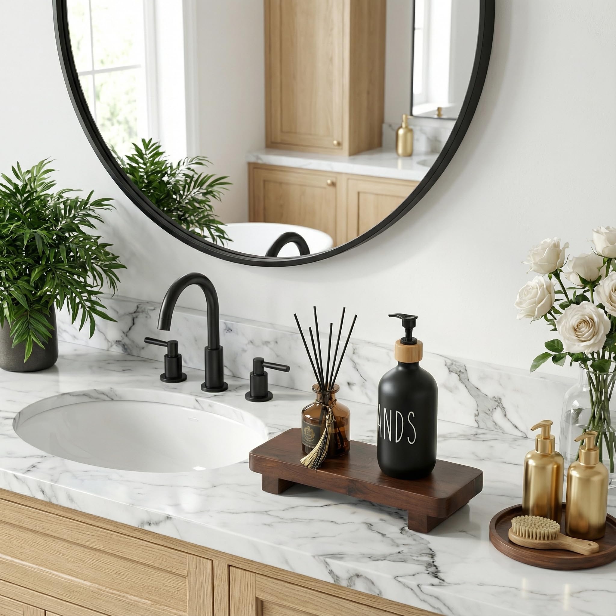 Jabonera de madera de acacia de 9.8 x 4 pulgadas, elevador de madera maciza 100 %, soporte para plantas de velas, jabonera, bandeja de exhibición para cocina, baño, encimera, fregadero, decoración de