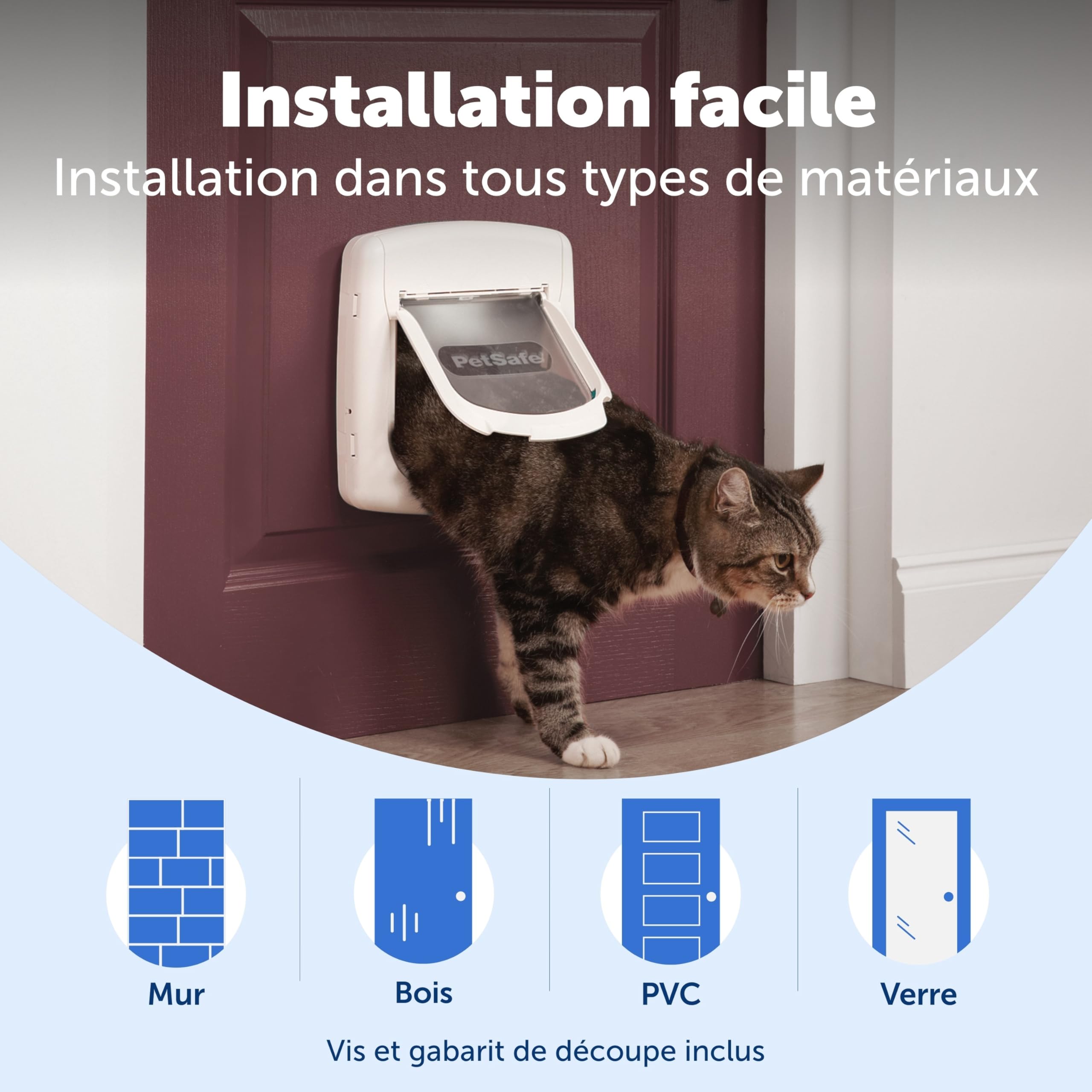 Petsafe - Chatière Magnétique Deluxe Staywell pour Chat avec Système De Verrouillage À 4 Positions - Collier avec Clé Magnétique - Facile À Installer – Blanc