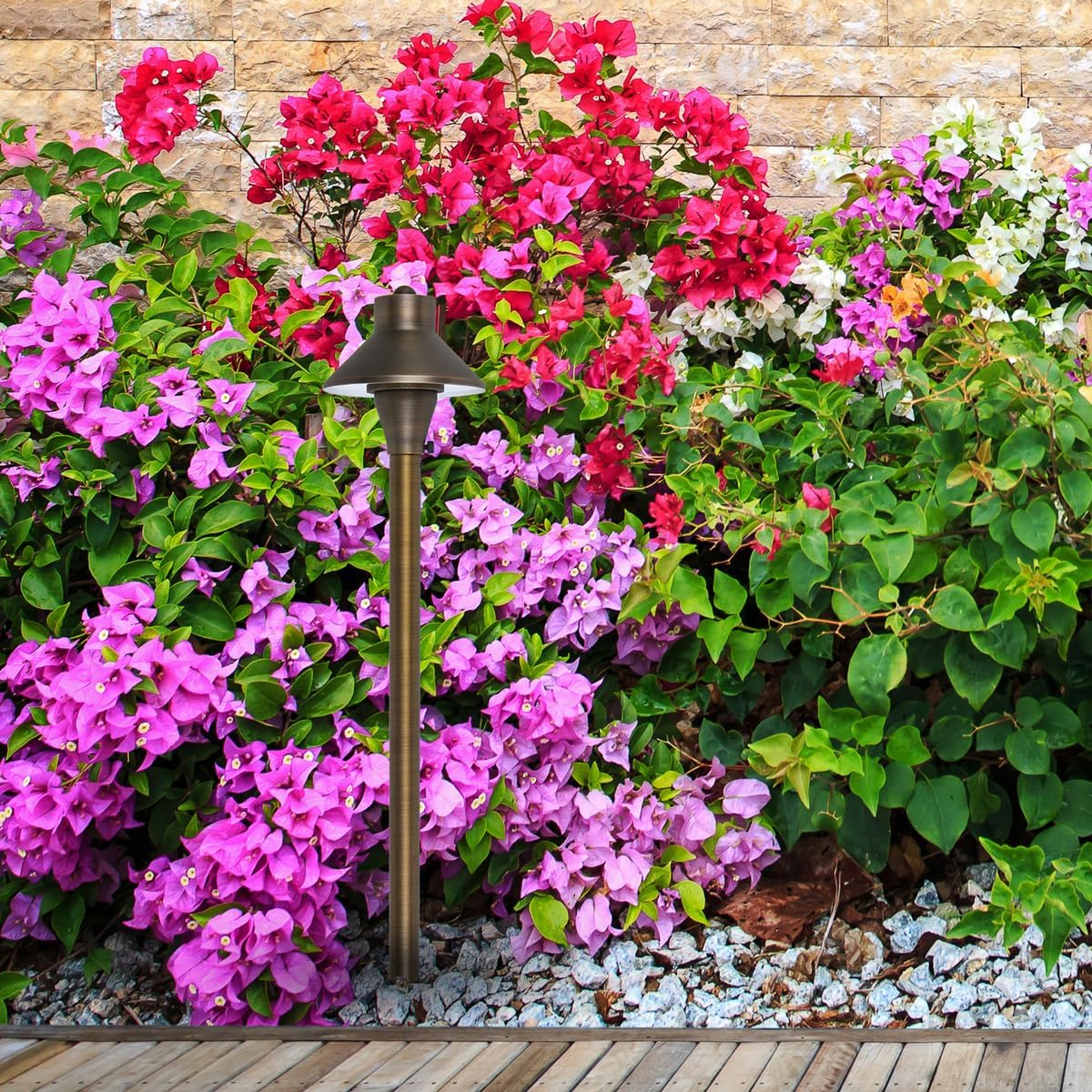 Elitco Lighting P802 Landscape-Spotlights Path Light D5" H24"Antique Brassincludes Stakeg4 Halogen 20W(Light Source Not Included)