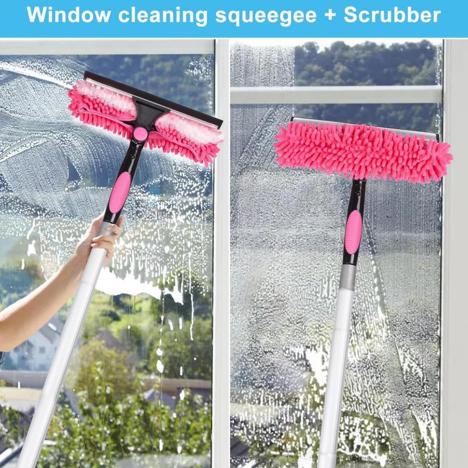 Escoba Limpiador Extensible,Limpiador De Polvo RetráCtil,Cepillo De PulverizacióN De Agua MultipropóSito Limpiador Extensible,Kit De Limpieza De Paneles Solares Poste De ExtensióN Ajustable