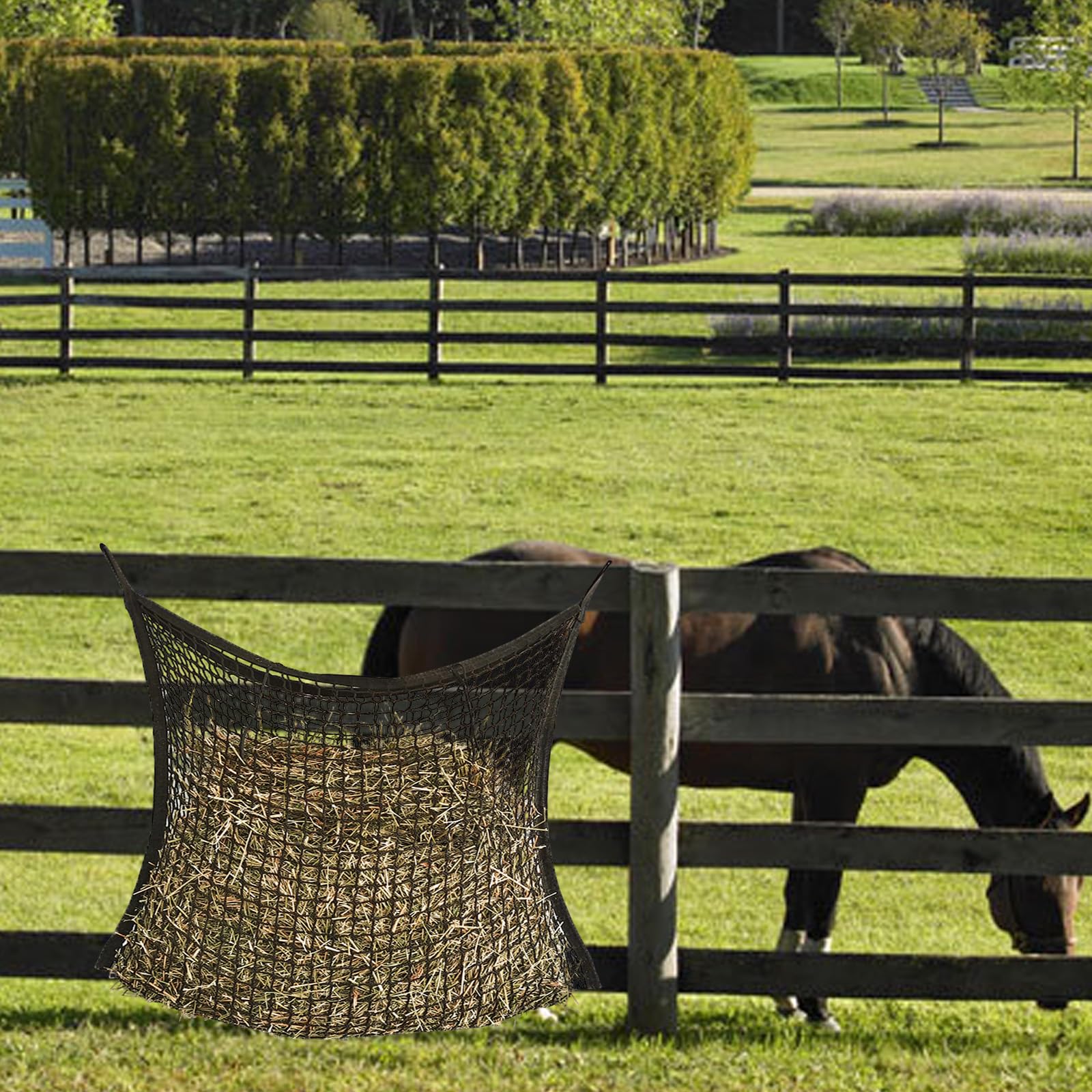 Red de Heno para Caballos,2 Piezas Red de Heno Pacas 80x90 cm,Malla de Henos,con 4 Mosquetones,Capacidad de 8 Kg,Prolongación de La Hora de Alimentación,para Cabras,Animales,Caballos