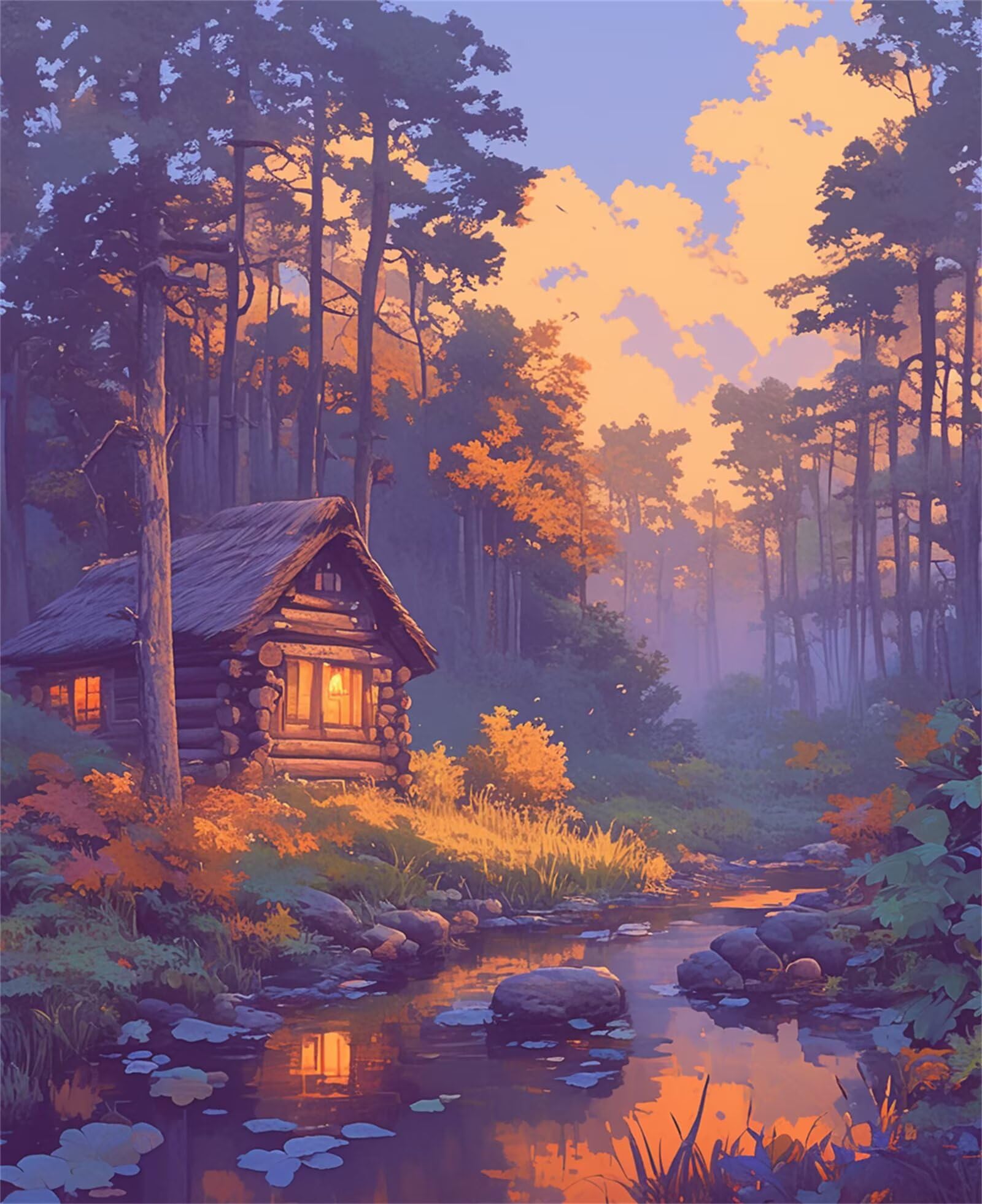 Puzzle 5000 sztuk Strumień Chatki Dżungla, puzzle dla dorosłych 5000 elementów, stymulujące łamigłówki, gry logiczne dla całej rodziny, prezent dla miłości i przyjaciela 156 x 105 cm
