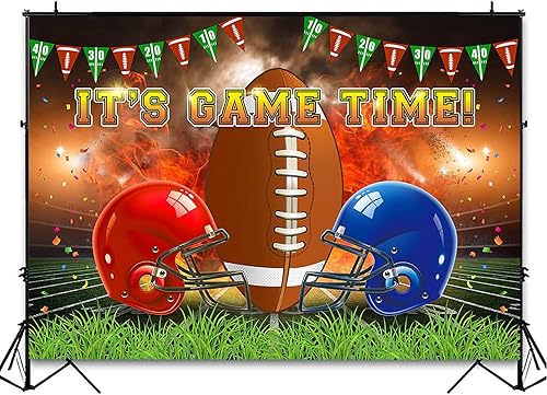 Miniatura 6 de Avezano Fondo con tema de fútbol It's Game Time, casco de fútbol, decoraciones de fiesta de cumpleaños, cuenco de fútbol, celebración, fiesta,