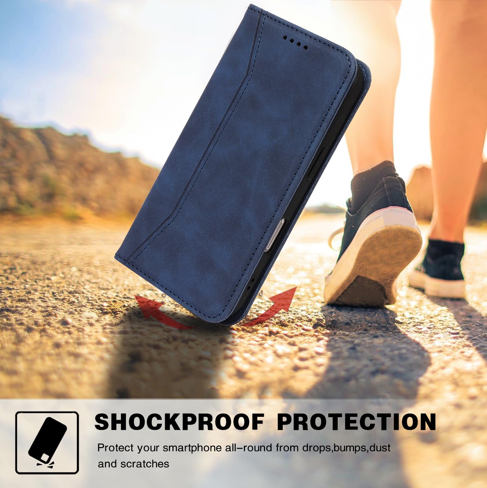 Per iPhone 14 Pro Max Custodia in pelle con retro magnetico