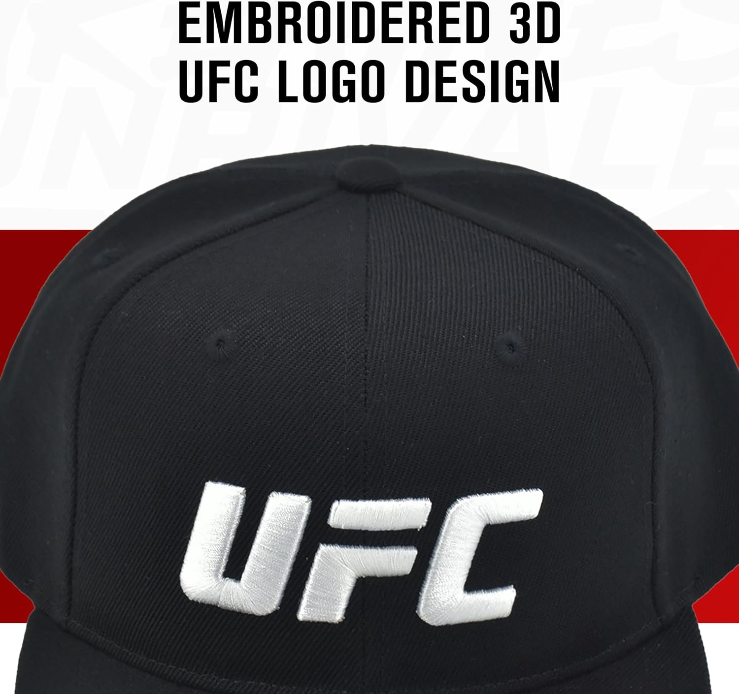 Concept One Unisex Adult UFC Baseball Cap, 6 Panel Adult Adjustable Snapback Hat with Flat Brim