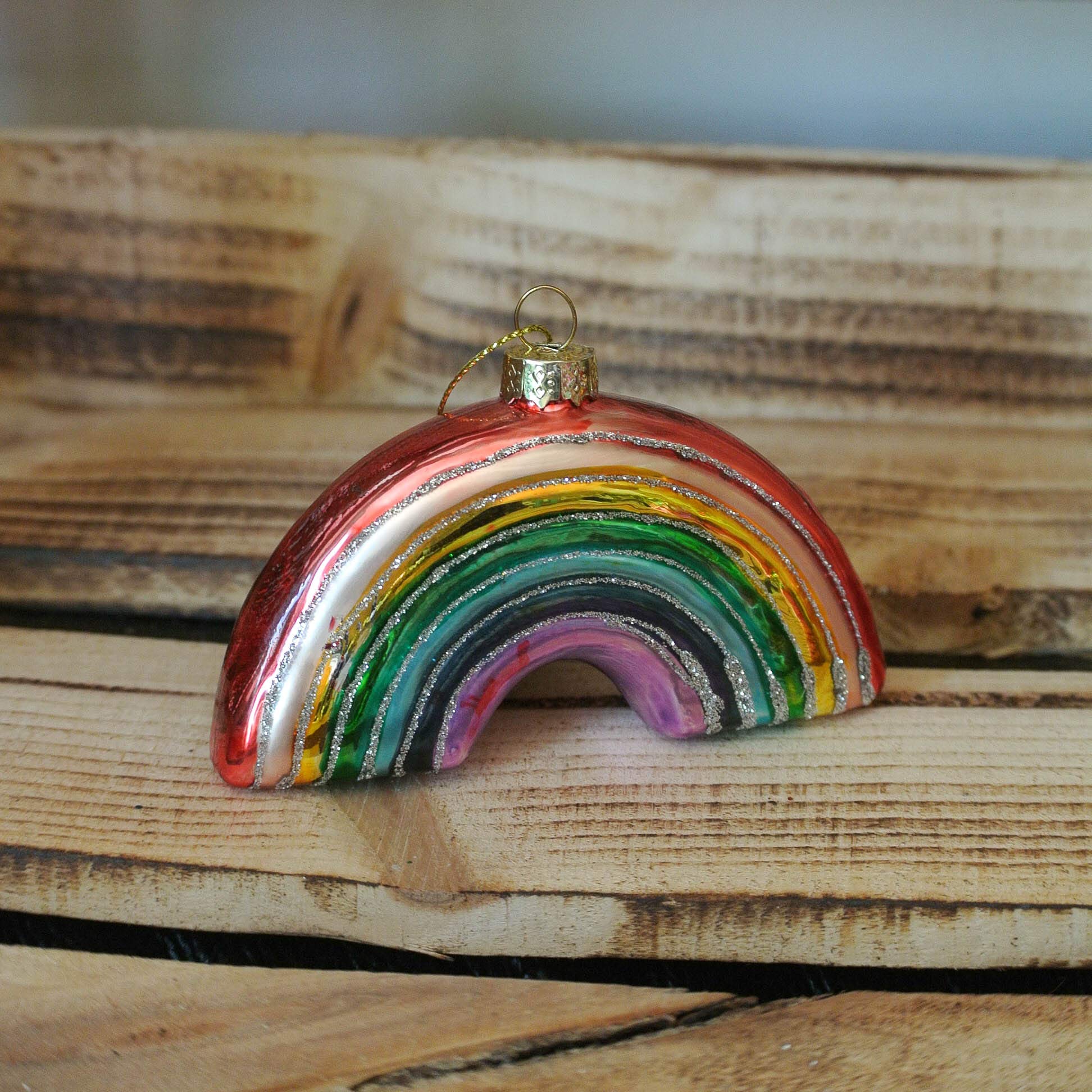 Gisela Graham Vintage Style Glass Rainbow Decoration