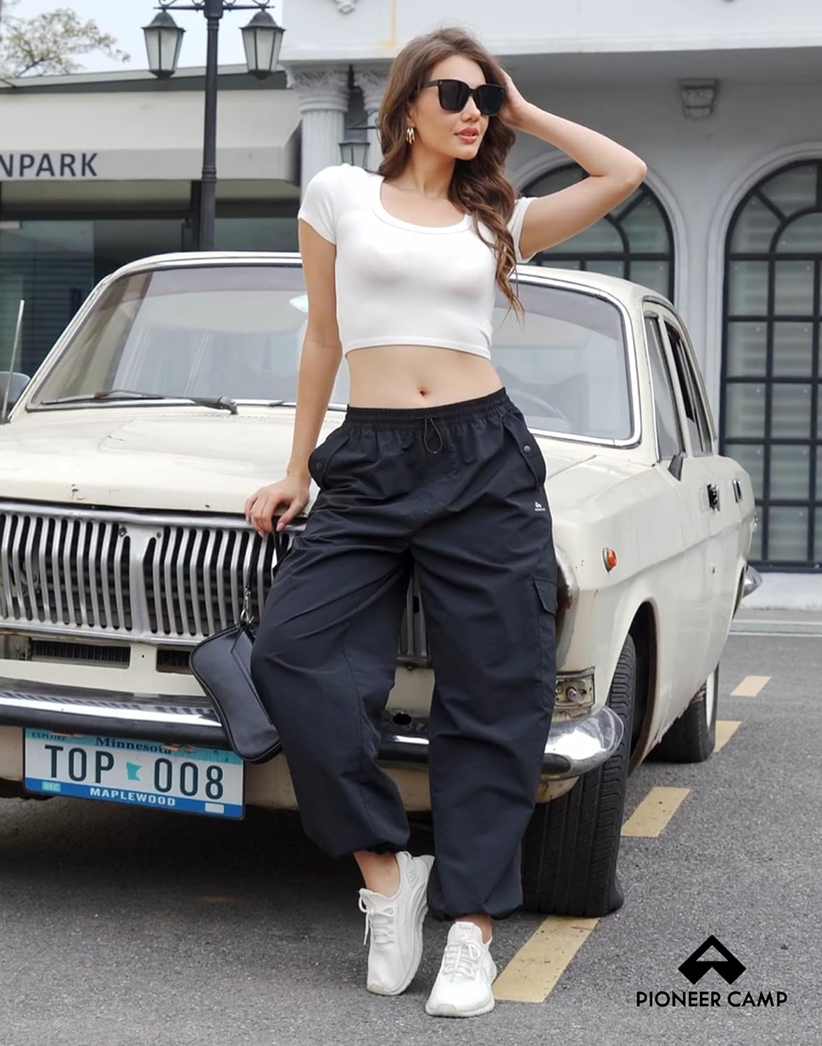 Pioneer Camp Womens Parachute Cargo Pants with Pockets Baggy High Waisted Quick Dry Hiking Pants Lightweight Wide Leg - Image 2