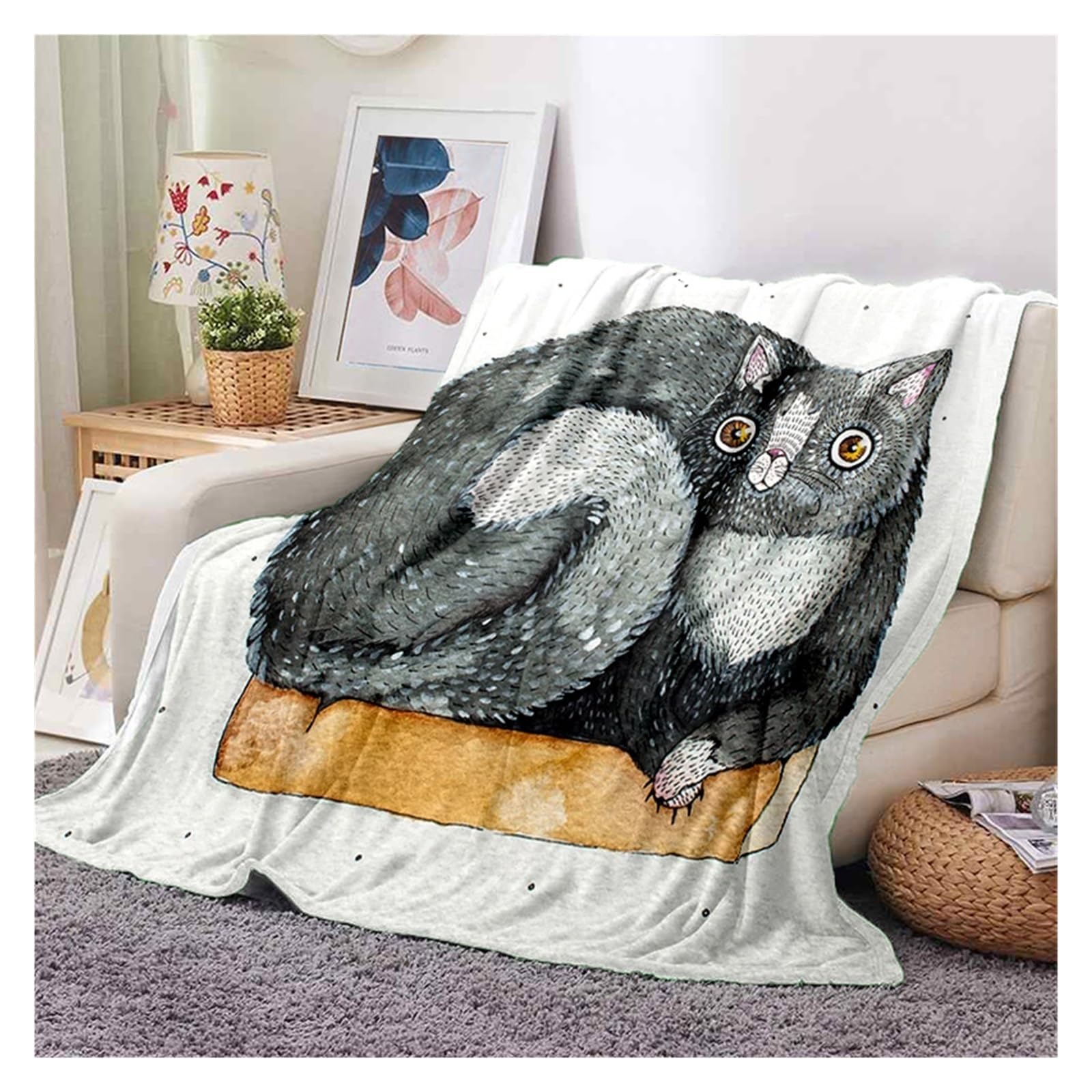 YISUMEI Cartoon-Katzen-Fleecedecke – 152x203 Cm, Weich & Warm, Für Sofa, Bett, Camping, Als Geschenk