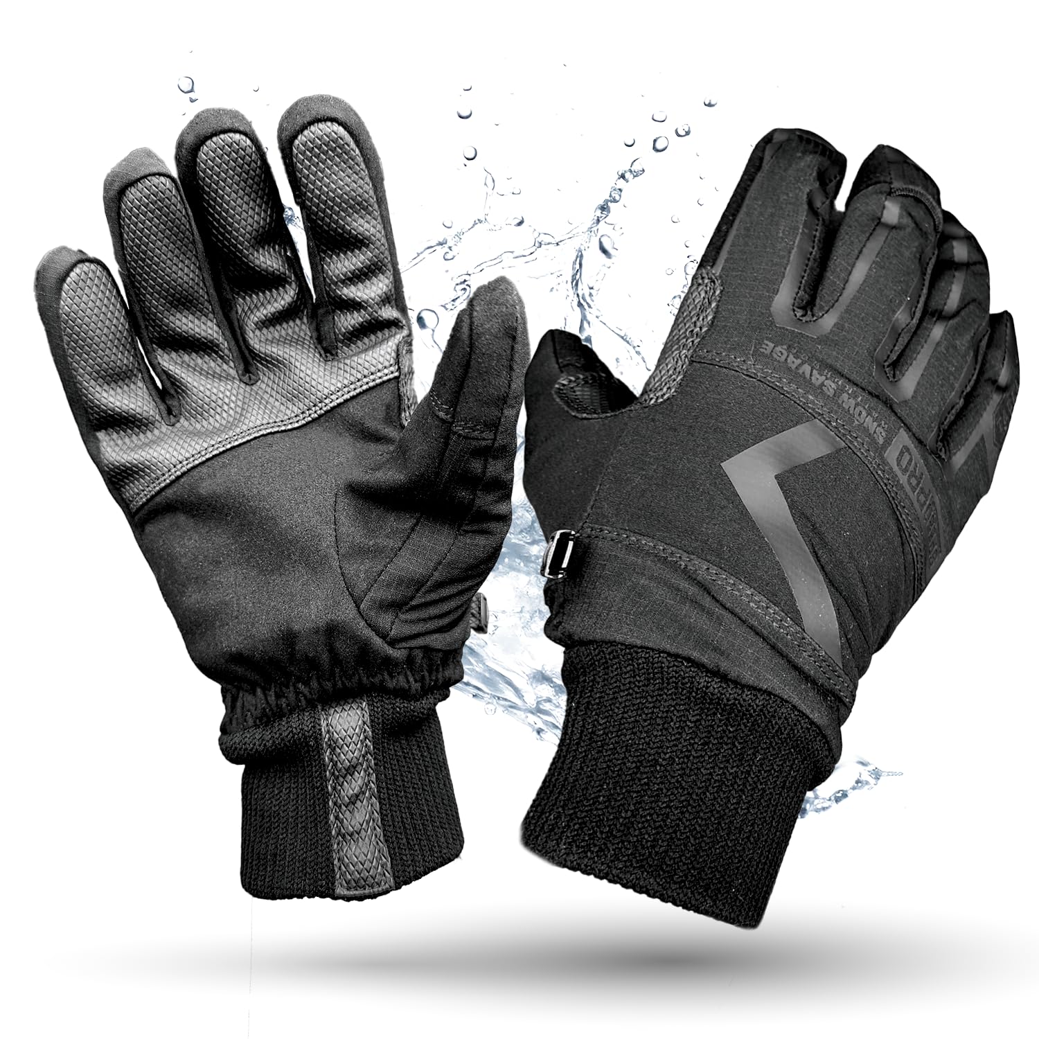TACLAB Snow Savage Waterproof Speed PRO Warm Full Finger Protection Cycling SKI Windproof Tactical Outdoor Gloves (L, Black)