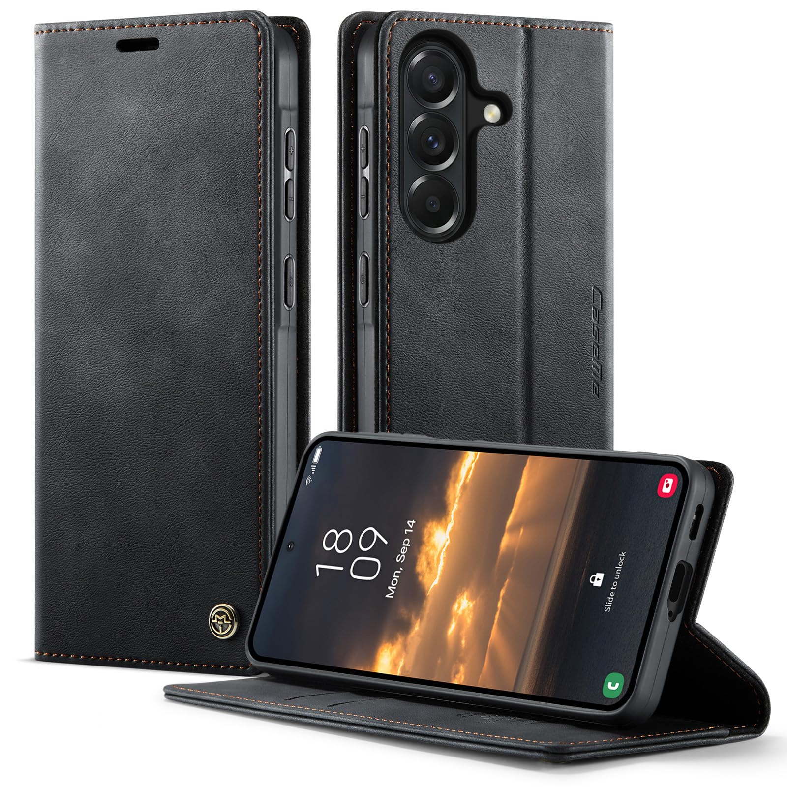owlhold hülle für iPhone 16/17 Premium Weiches Vintage-Nubukleder klapphülle