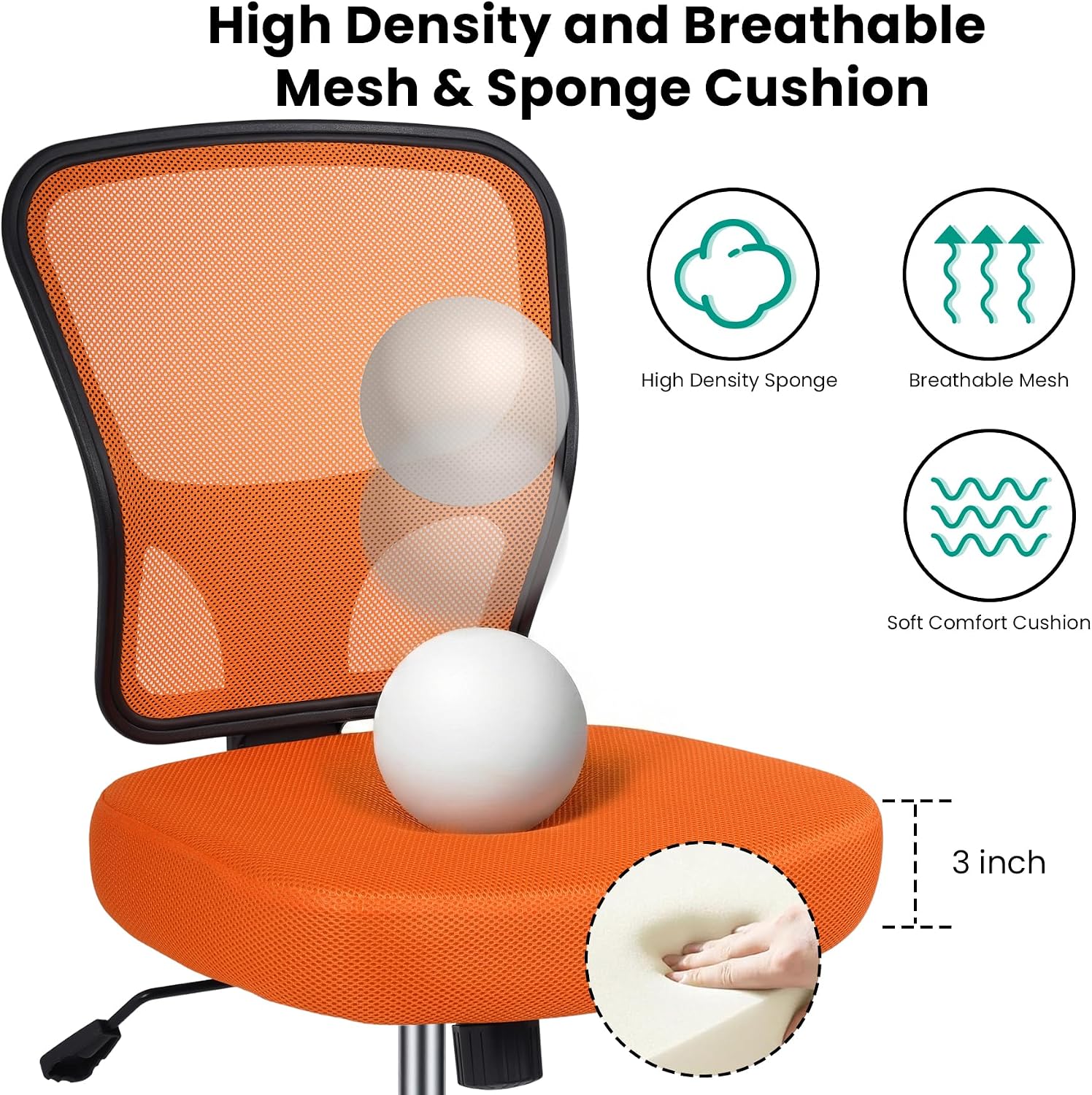 Armless Drafting Chair Tall Office Chair for Standing Desk - Adjustable Height Mesh Ergonomic Drafting Stool with Foot Ring & Wheels, Rolling Counter Height Computer Chair for Home Office thumbnail